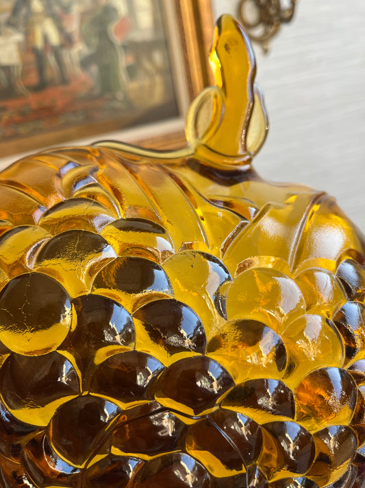 Indiana Glass Large Amber Grape Shaped Serving Bowl