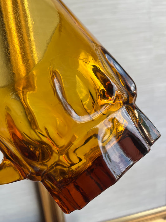 Vintage Hazel Atlas Glass Amber Thumbprint Reflection 1 1/2 qt. Pitcher