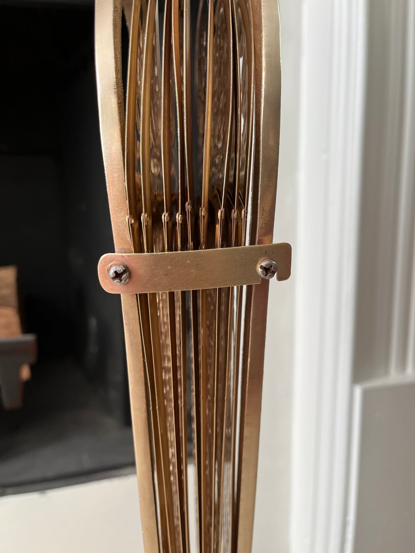 Vintage Solid Brass Pineapple Folding Fan Fireplace Screen