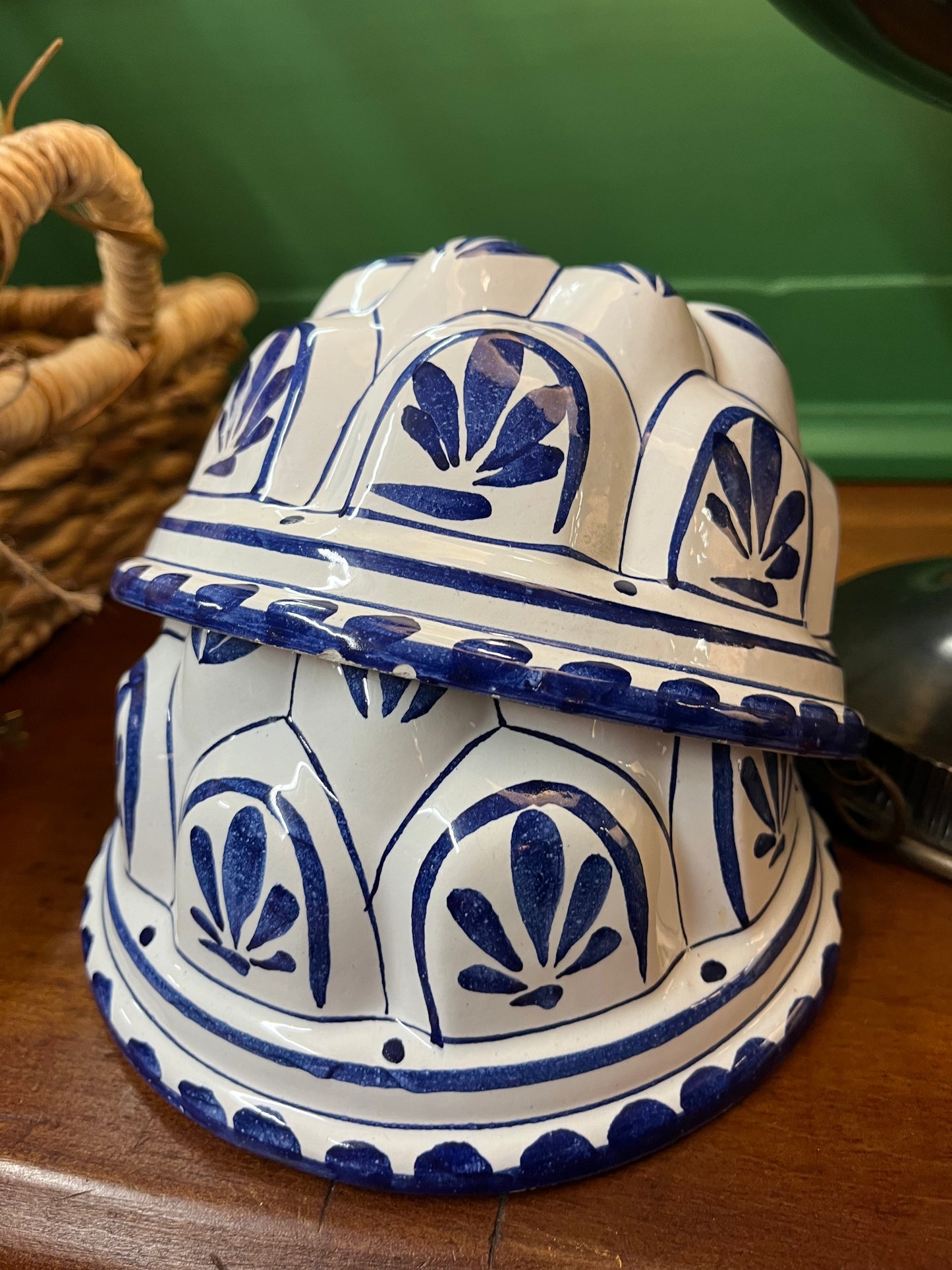 Set of 2 Vintage Italian Ceramic Cake Domes