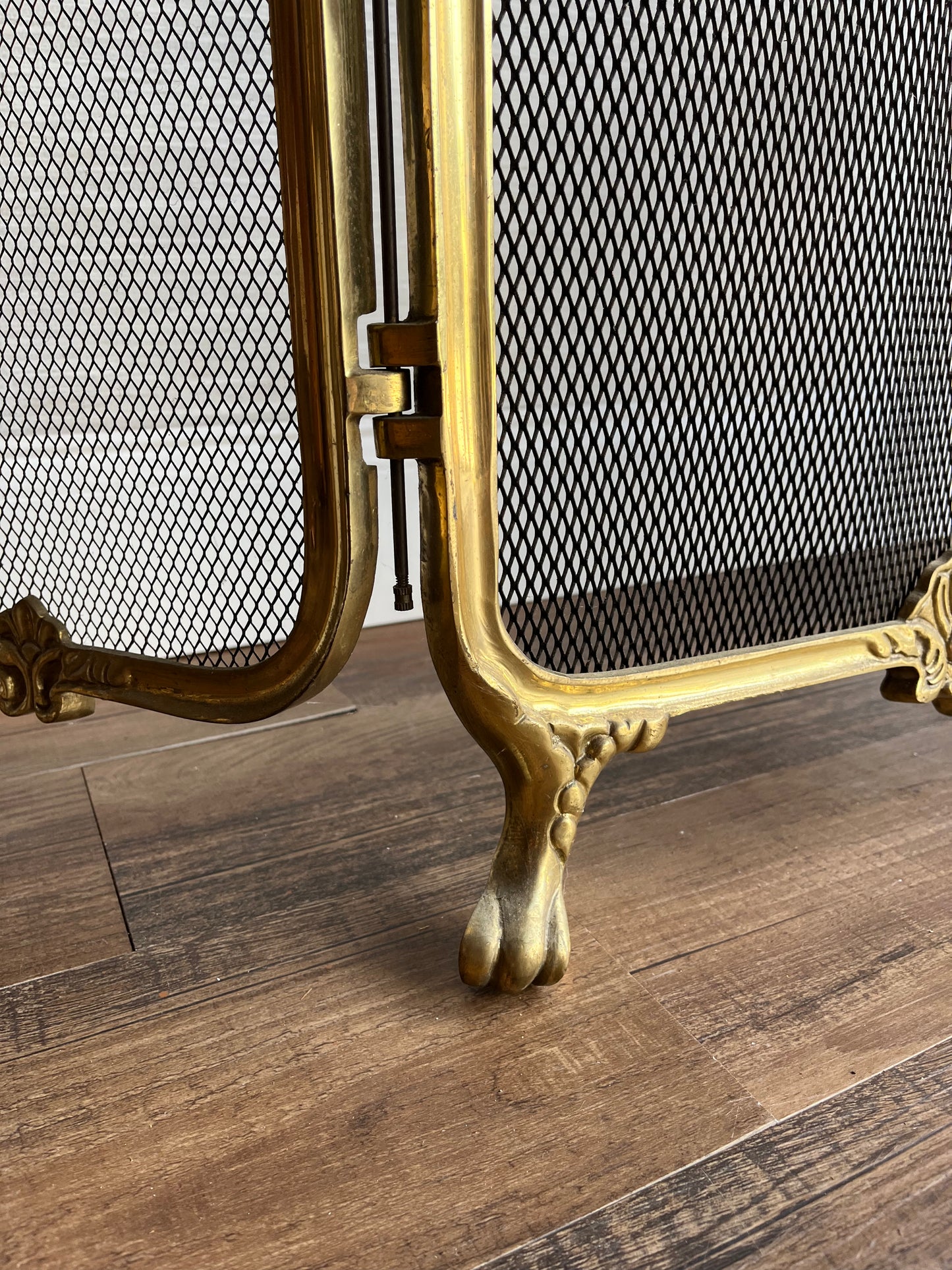 Vintage French Provincial Style Solid Brass Fireplace Screen
