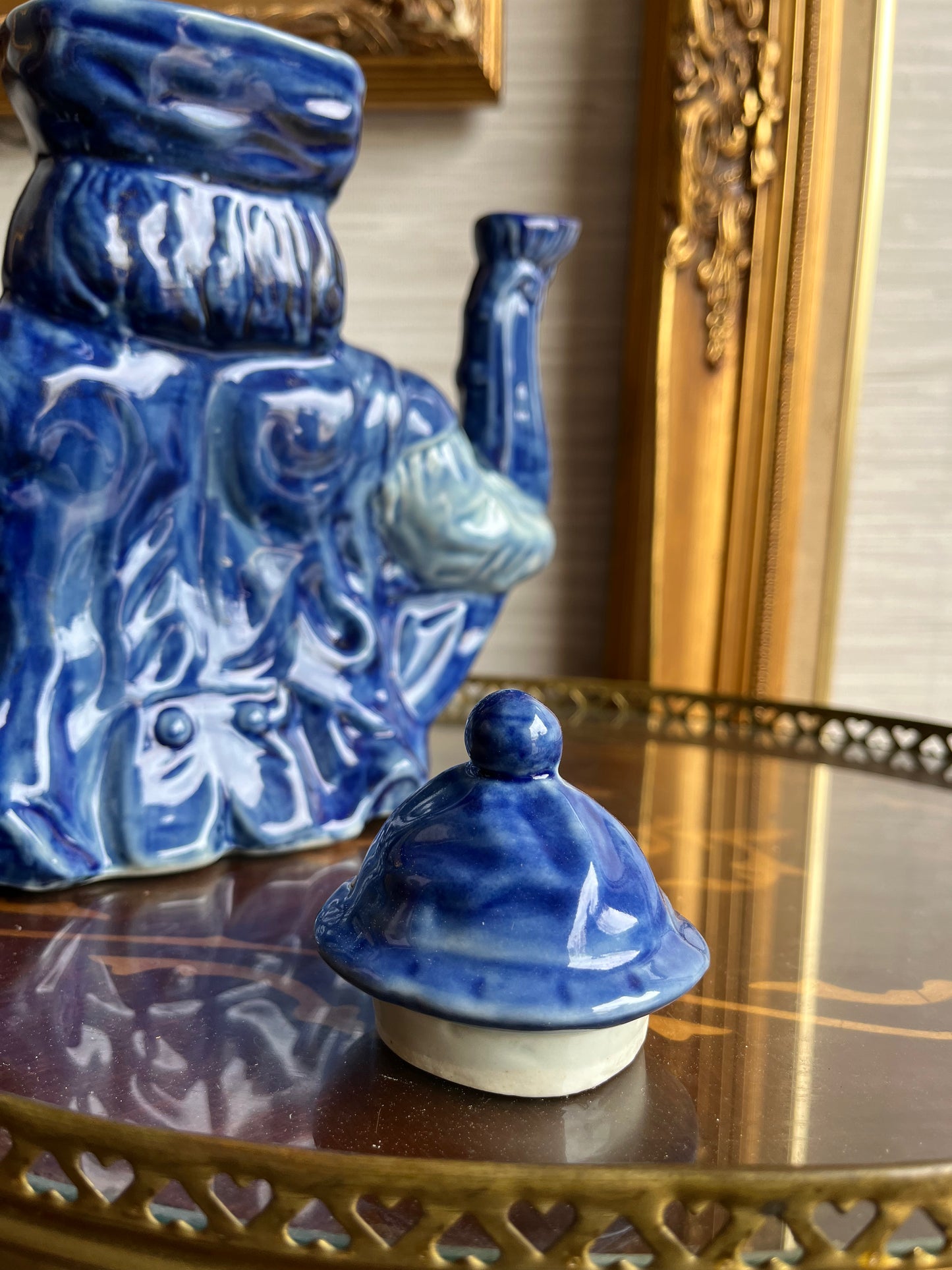 Antique Ironstone Toby Delft Hand Painted English Teapot