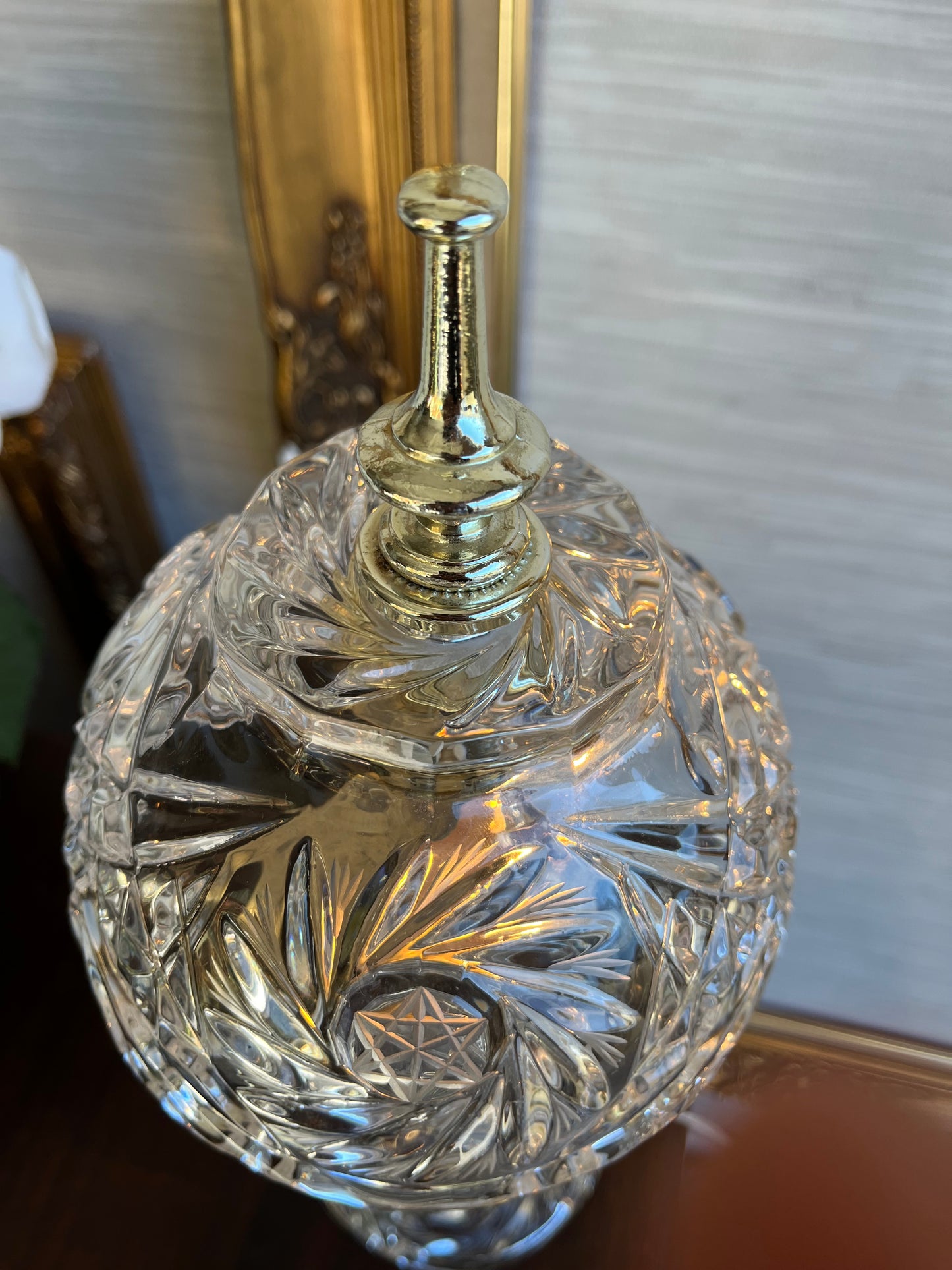 Gorgeous Vintage Cut Crystal Boudoir Table Lamp 13" Tall