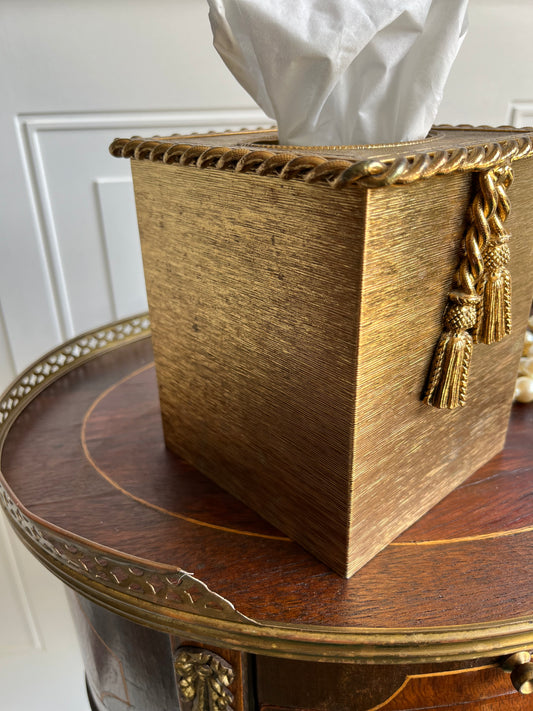 Vintage Brass Ribbon Tissue Box Cover by Stylebuilt – Made in USA