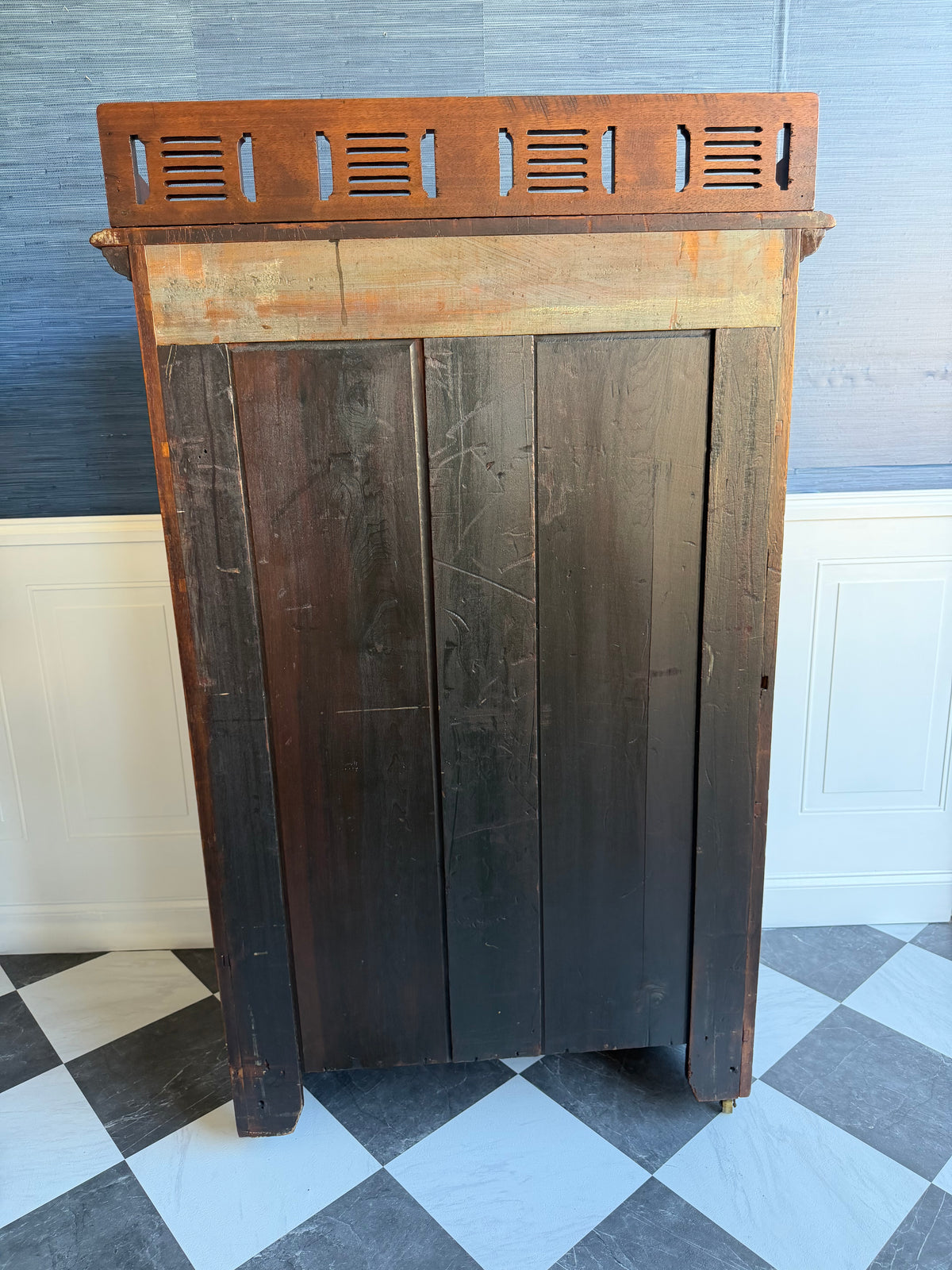 Antique 19th Century Eastlake Secretaire Chest | Side-Locking Burl Walnut Chest with Hidden Writing Desk