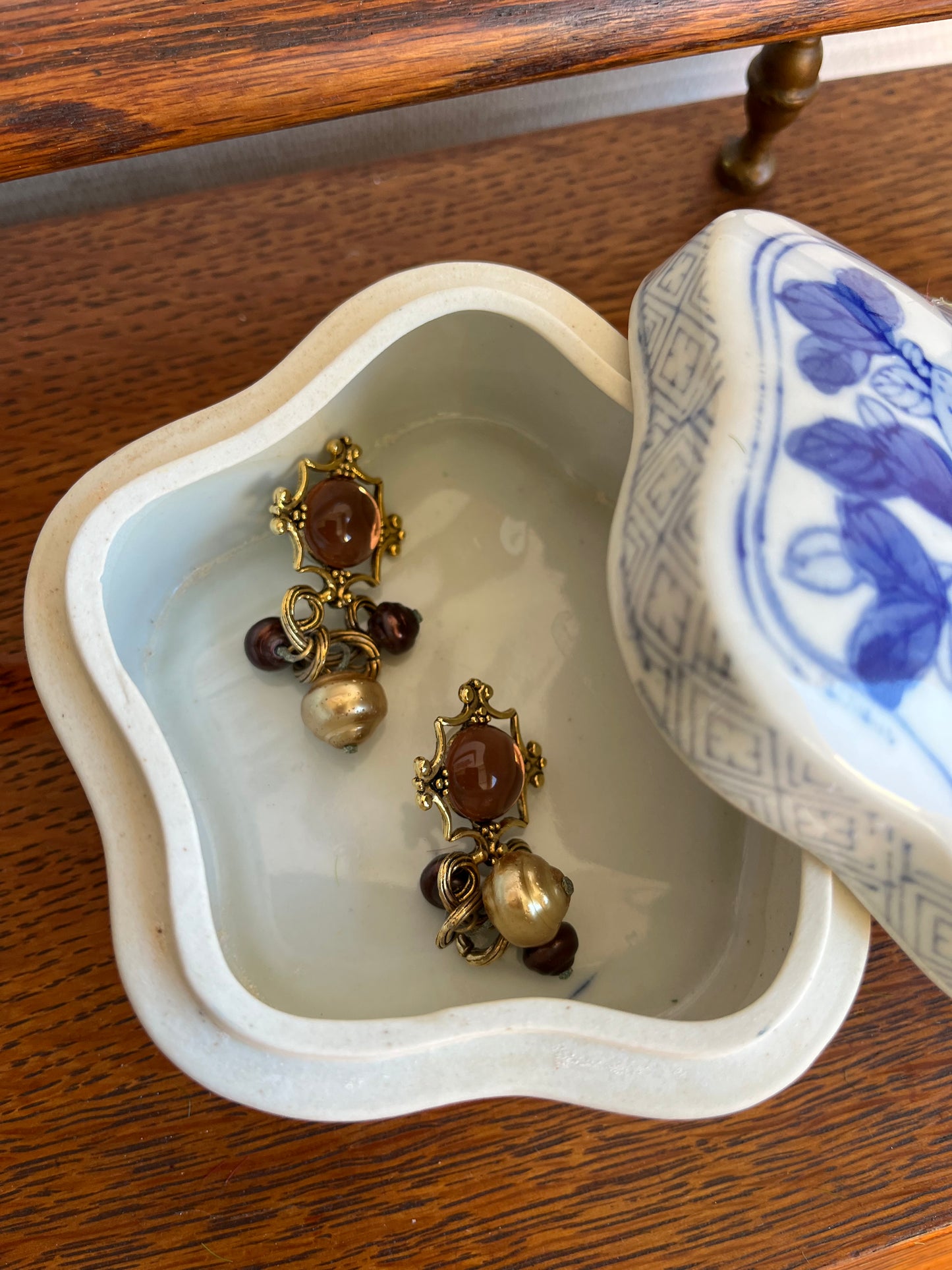 Blue & White Chinese Hand Painted Lidded Box