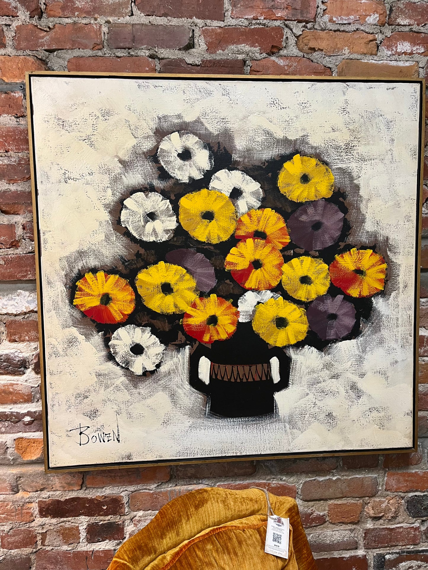 Mid Century Abstract Canvas Floral Wall Art