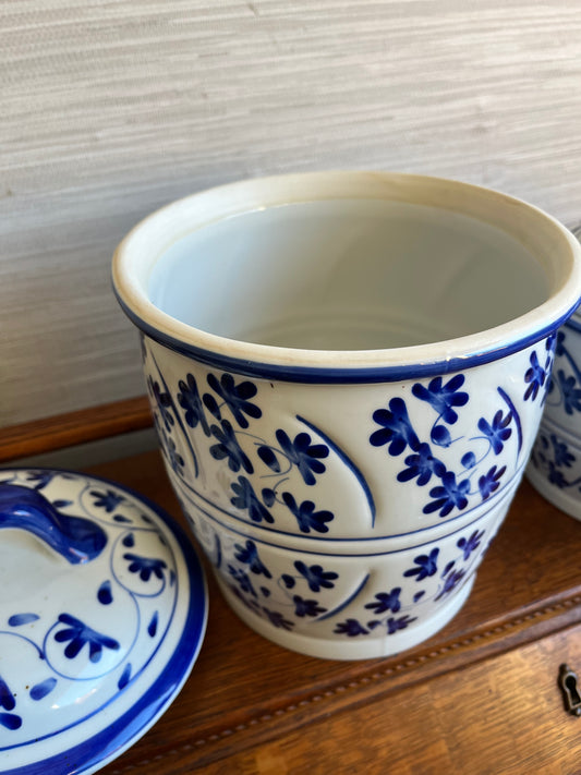 Vintage Blue & White Chinoiserie Canister Set