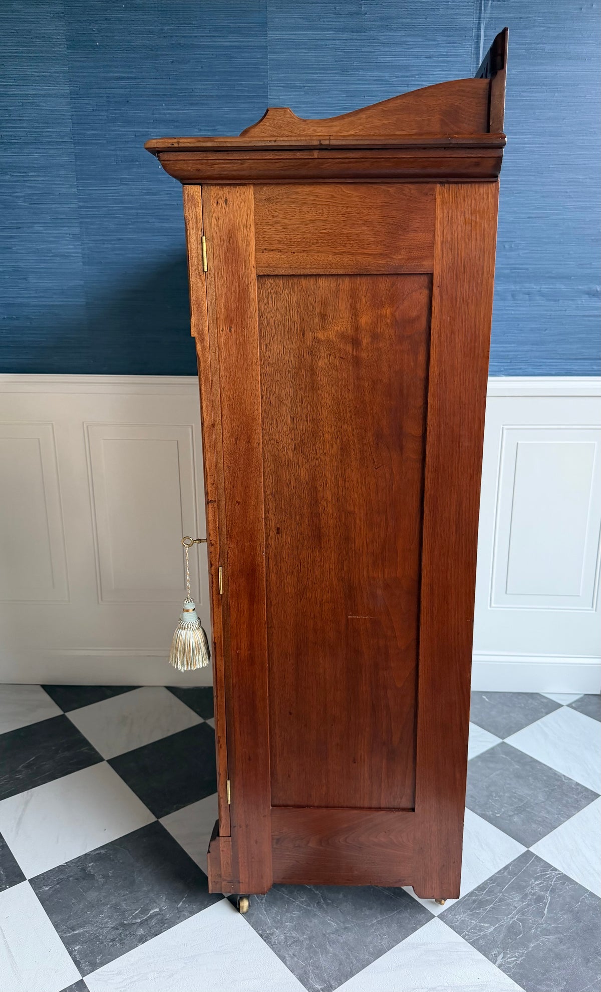 Antique 19th Century Eastlake Secretaire Chest | Side-Locking Burl Walnut Chest with Hidden Writing Desk