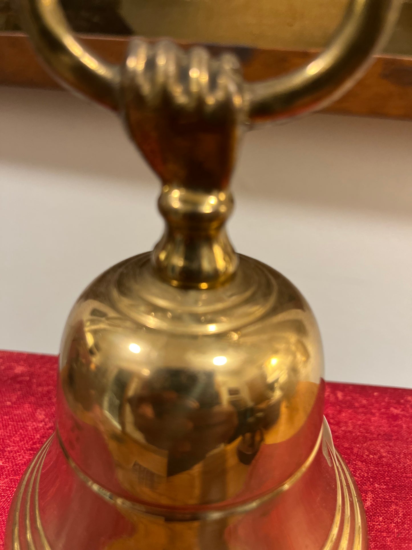 Vintage Brass Hand Bell with Ouroboros Snake and Hand Motif