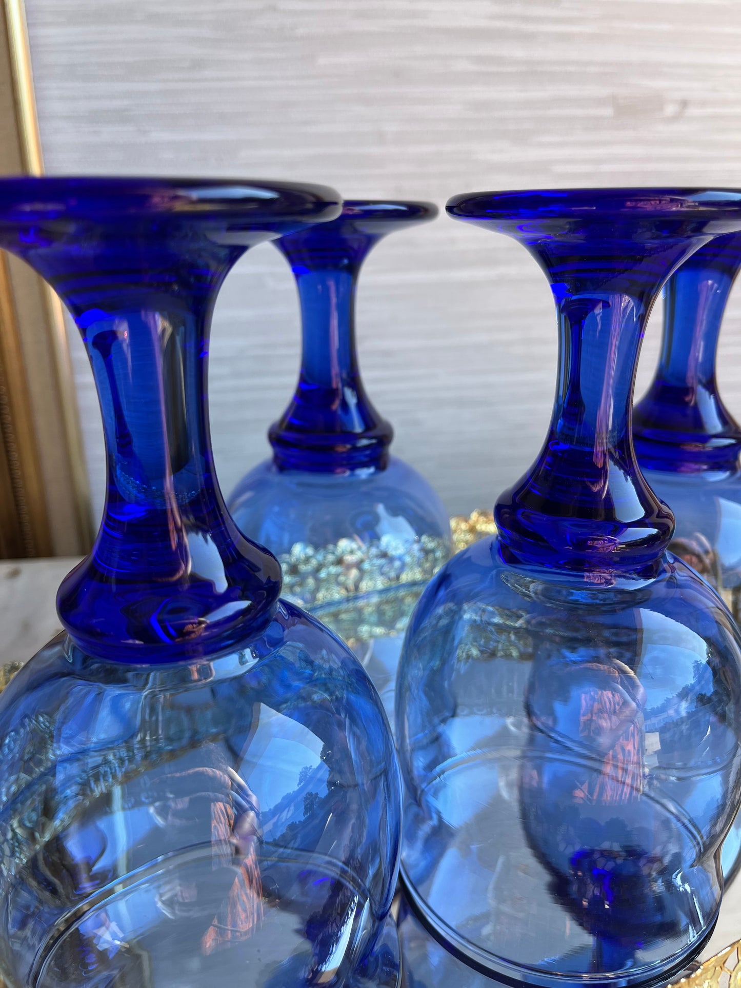 Vintage Mediterranean Cobalt Blue Clarion Water/ Wine Goblets by Libbey Set of 4