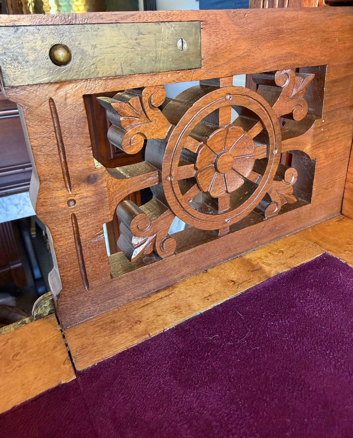 Antique 19th Century Eastlake Secretaire Chest | Side-Locking Burl Walnut Chest with Hidden Writing Desk