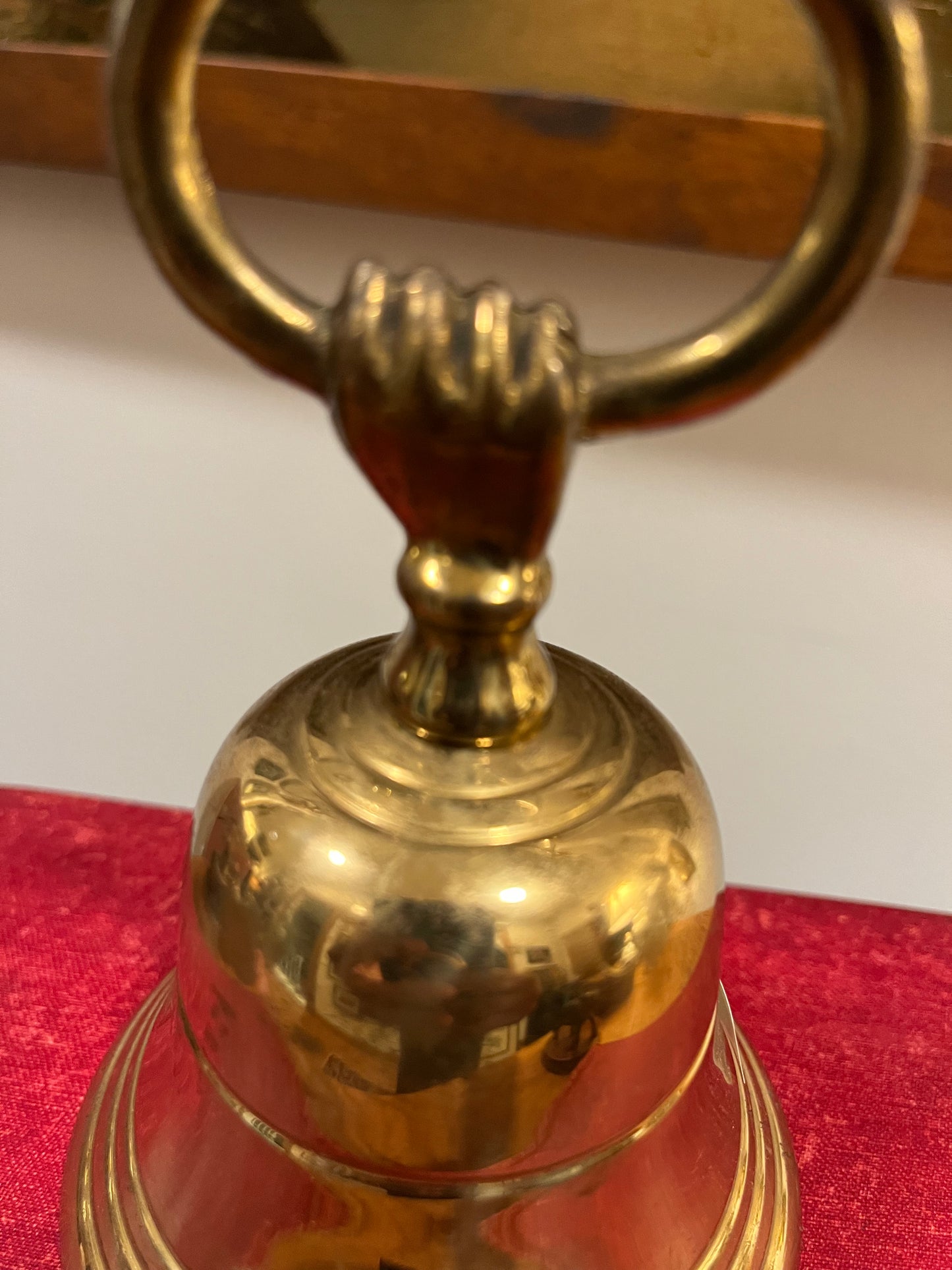 Vintage Brass Hand Bell with Ouroboros Snake and Hand Motif