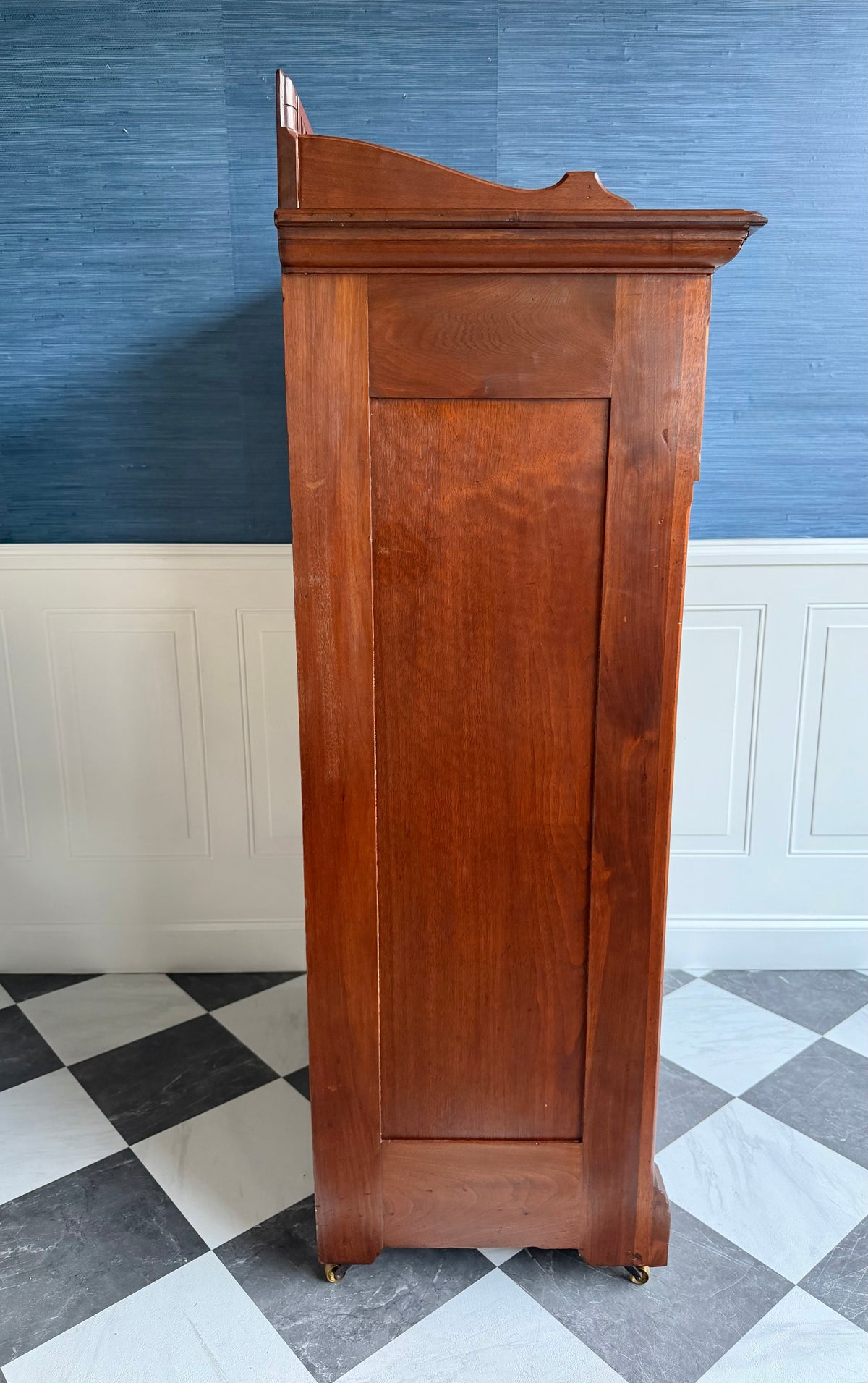 Antique 19th Century Eastlake Secretaire Chest | Side-Locking Burl Walnut Chest with Hidden Writing Desk