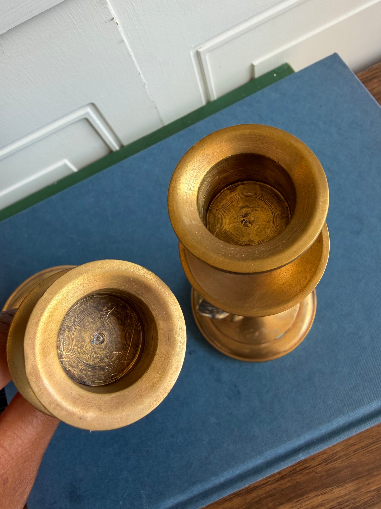 Vintage Pair Of Solid Brass Dragon Candlesticks