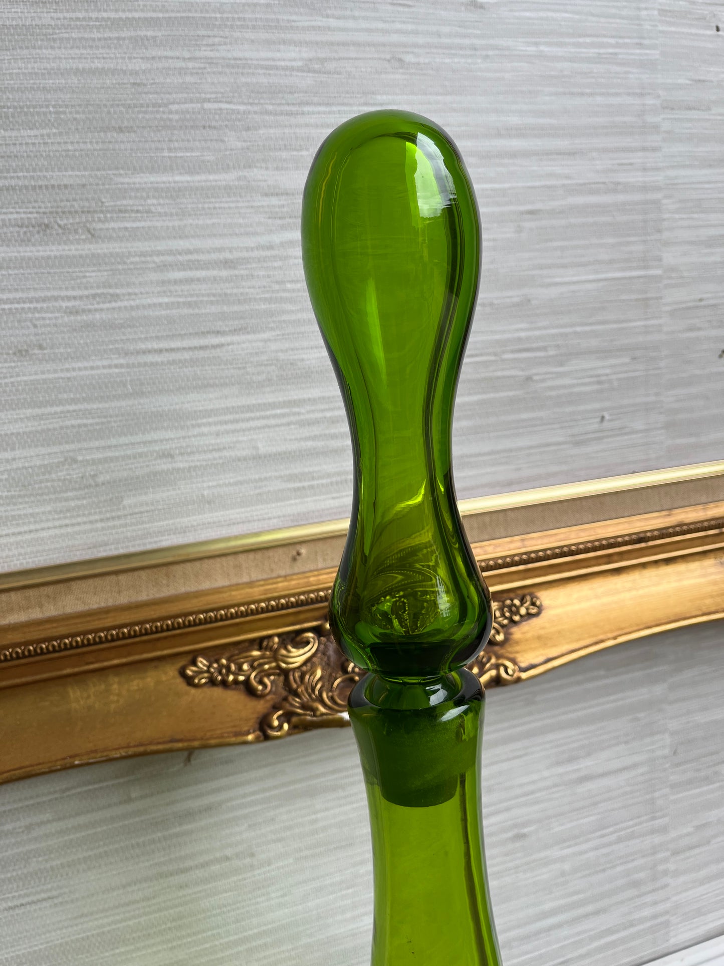 28" Blenko Mid-Century Modern Lime Green Glass Decanter