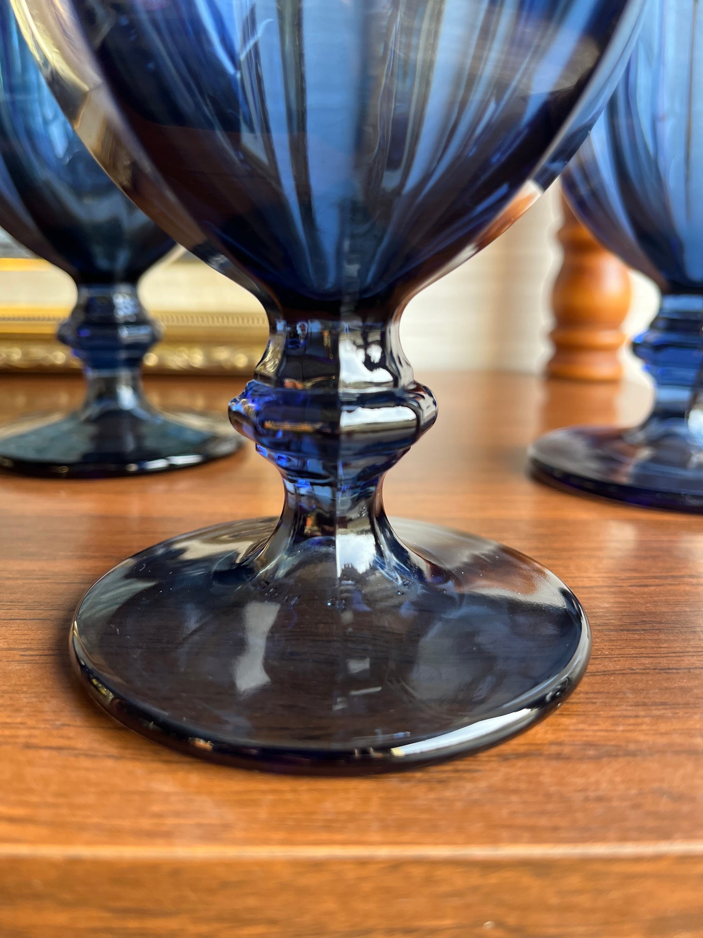 Vintage Libbey Duratuff Gibraltar Dusky Blue Goblet Glasses Set of 4