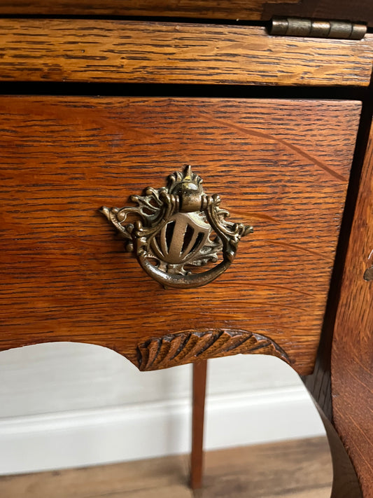 Petite Antique Early American 1900s Oak Secretary Desk