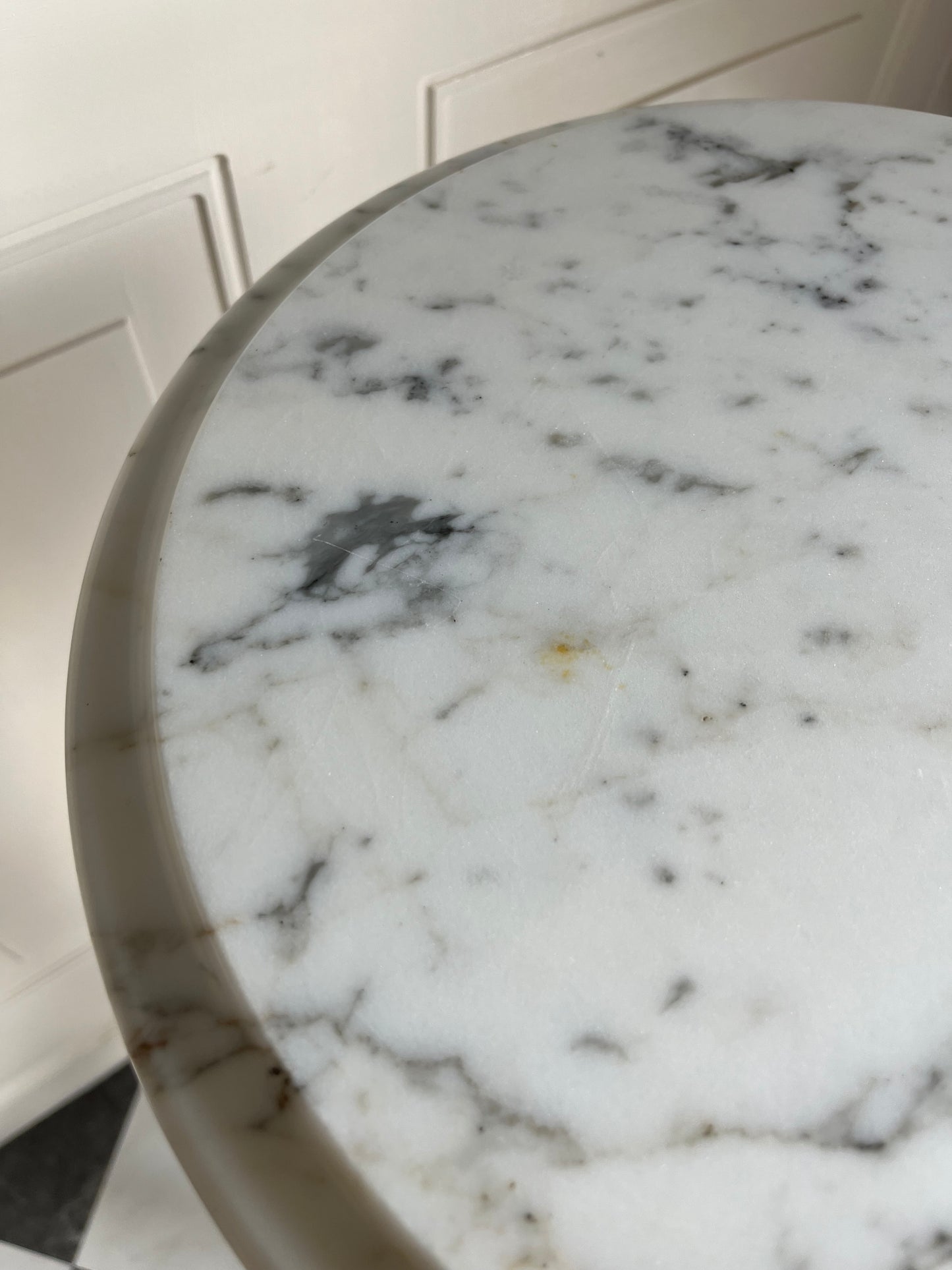 Italian Marble & Mahogany Pedestal Table – Vintage 1950s Plant or Display Stand