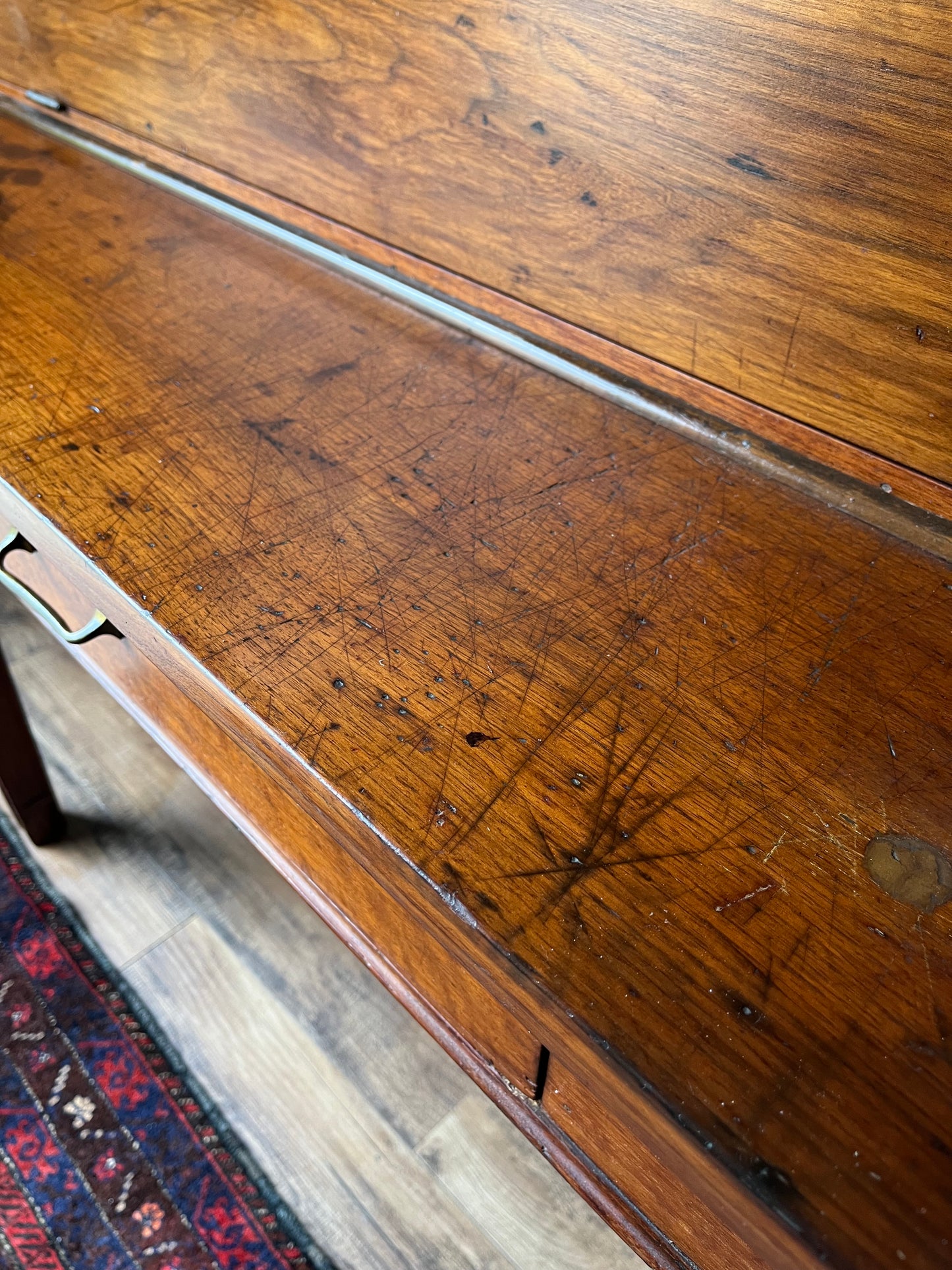 Exquisite Bench-Made Antique Drop Front Plantation Desk with Original Handblown Glass