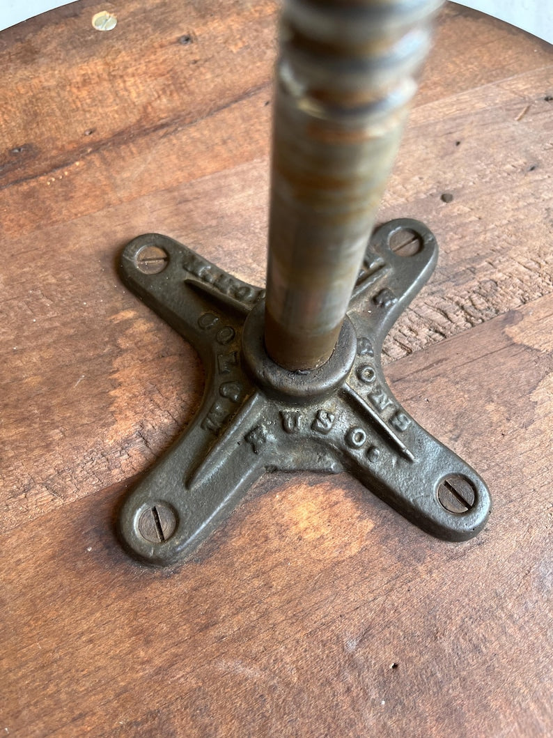 Antique Late 1800s Adjustable Swivel Piano Stool Accent Chair with Claw & Ball Brass Glass Feet | J.W. Lyon Sons
