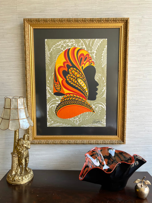 Vibrant Silk Screen Print by Bagshaws of St. Lucia in Elegant Gold Frame Wall Art