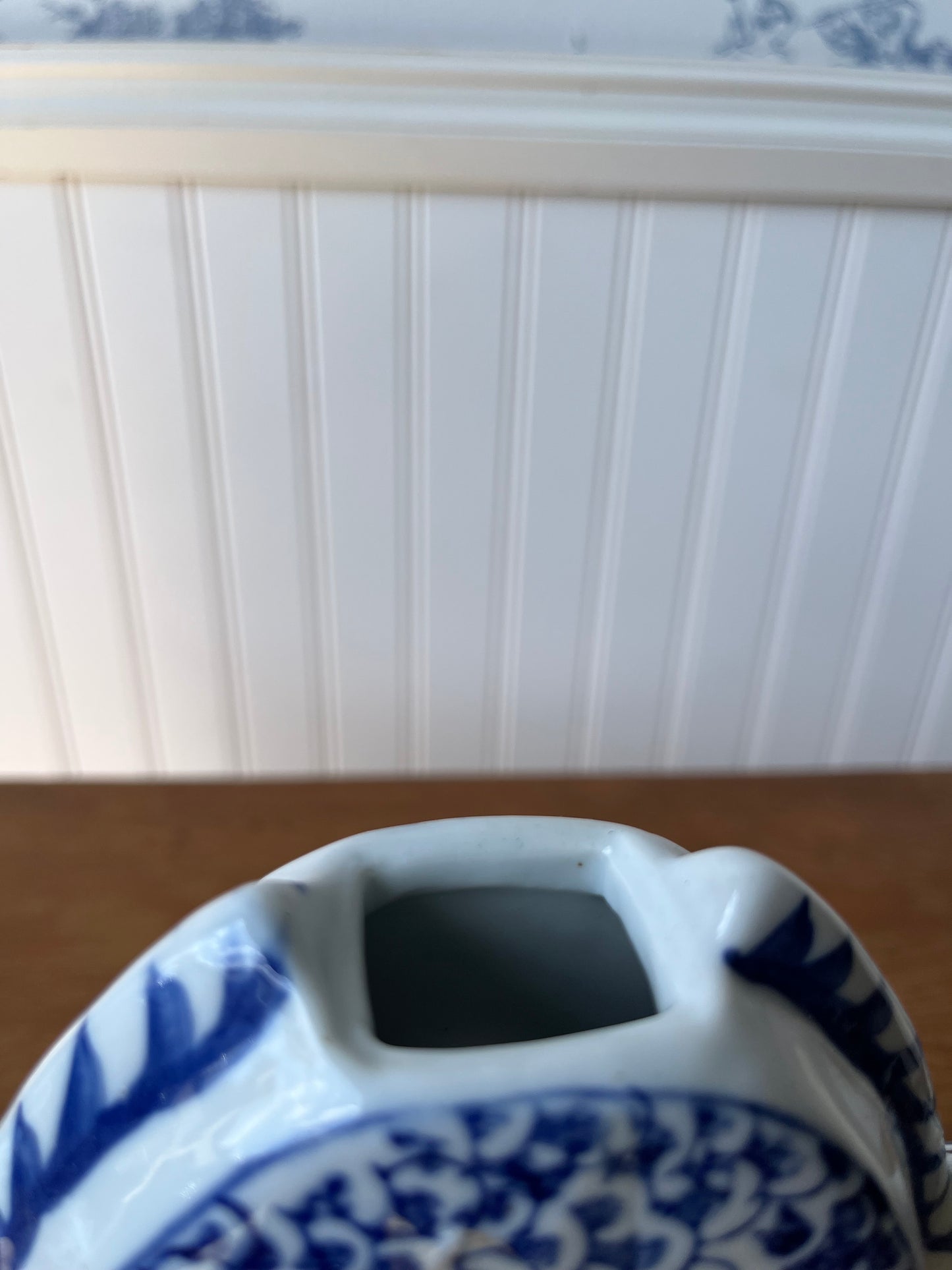 Vintage Hand Painted Blue and White Porcelain Chinese Dragon Teapot with Reign Mark