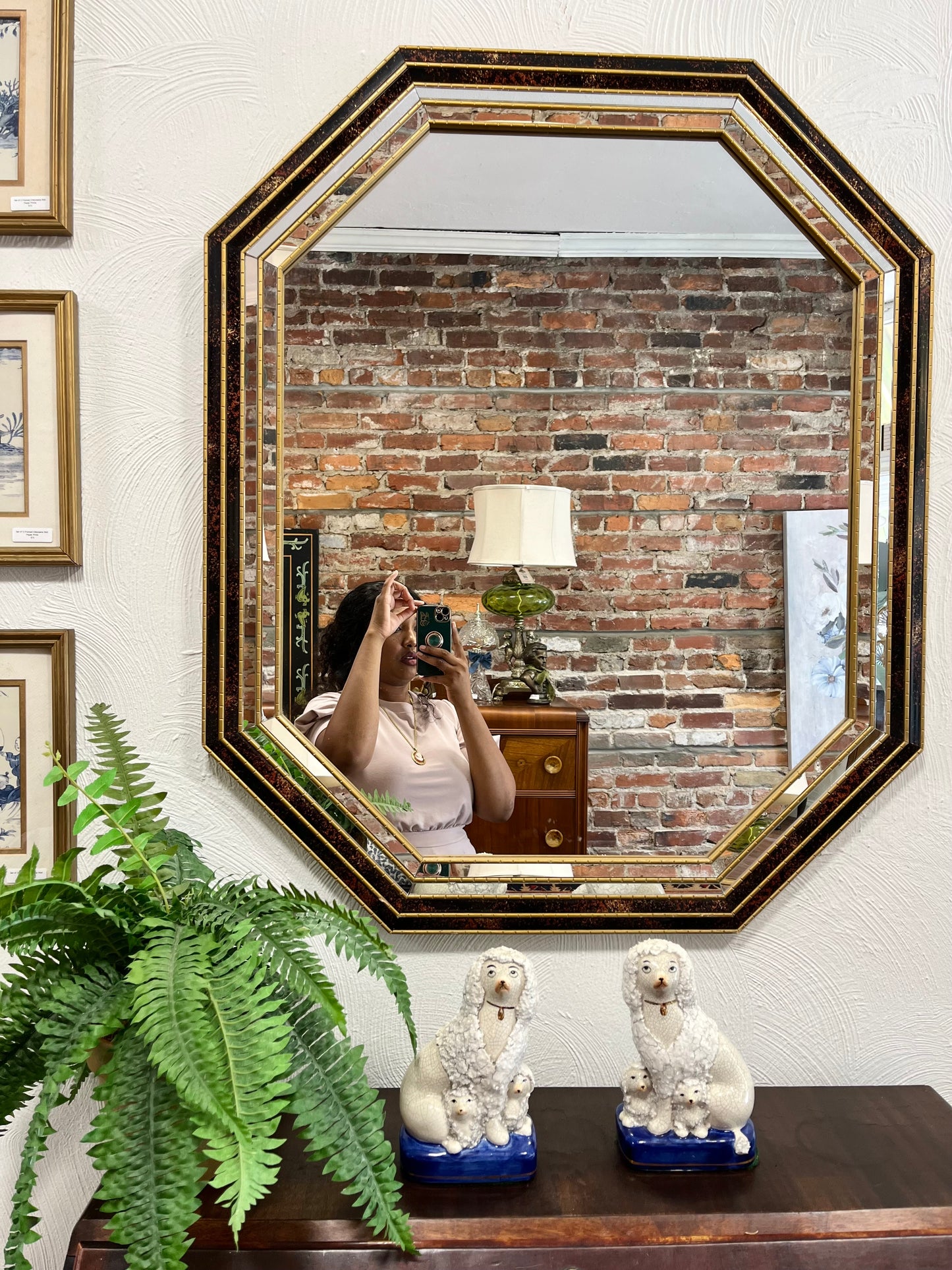 1970s Vintage LaBarge Octagonal Oil Drop  Mirror