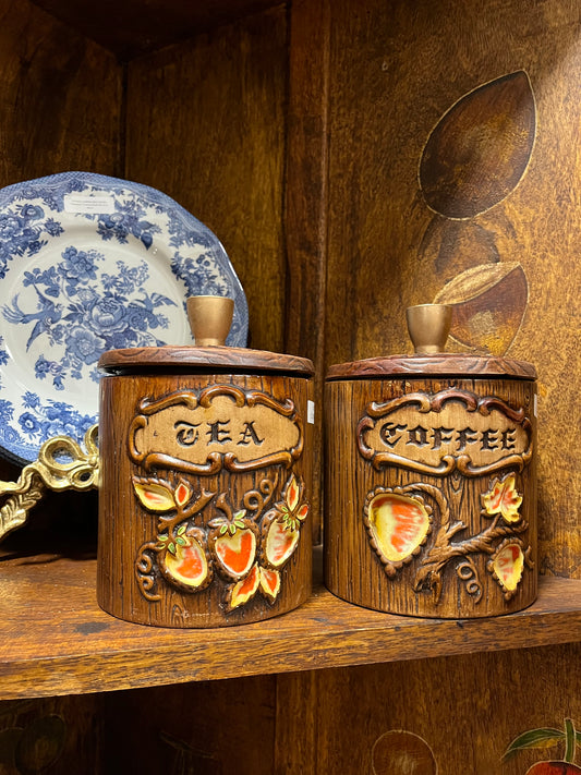 Mid Century Treasure Craft Tea & Coffee Canisters