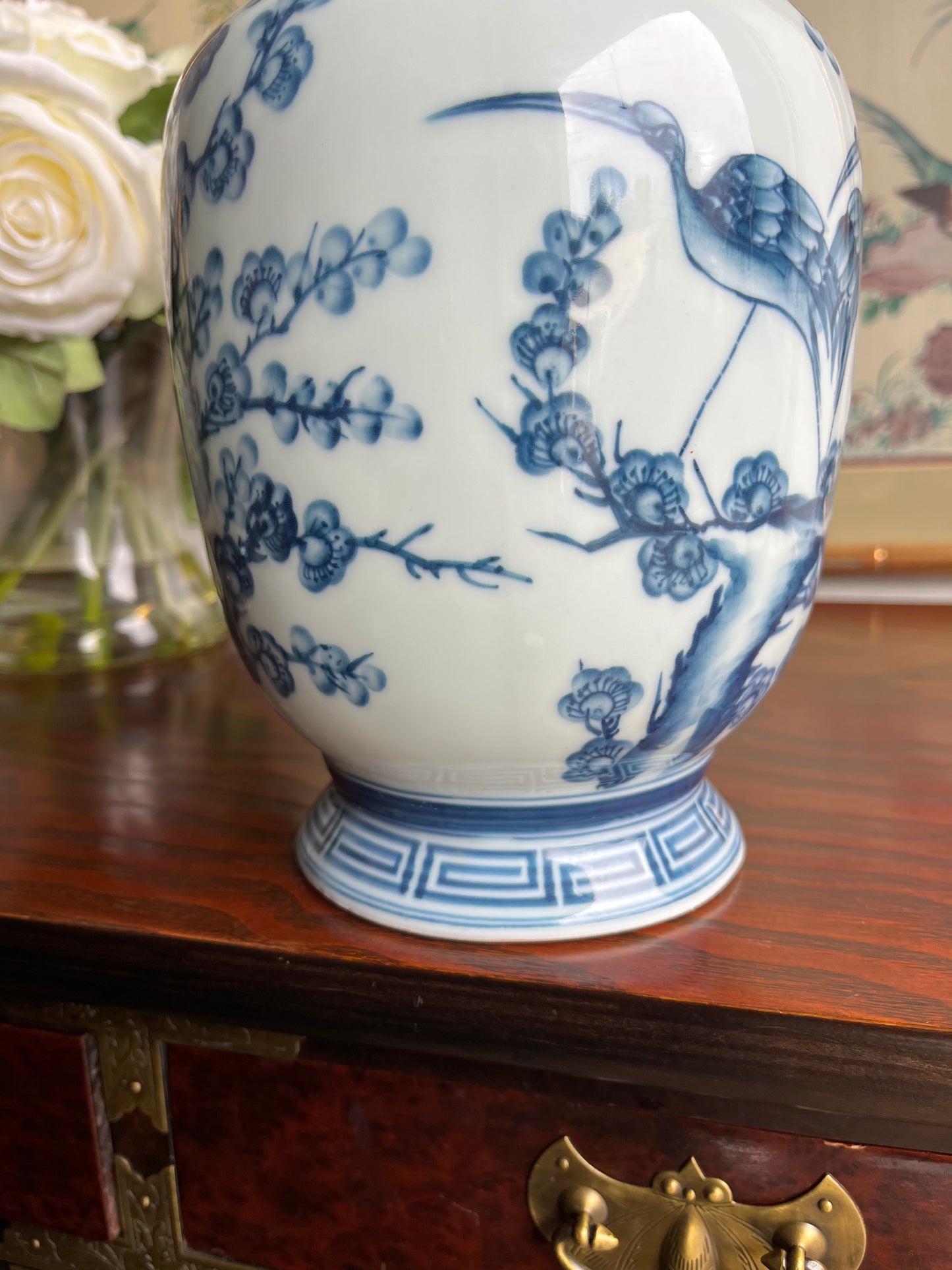 Vintage Hand Painted Blue And White Porcelain Double Gourd Vase