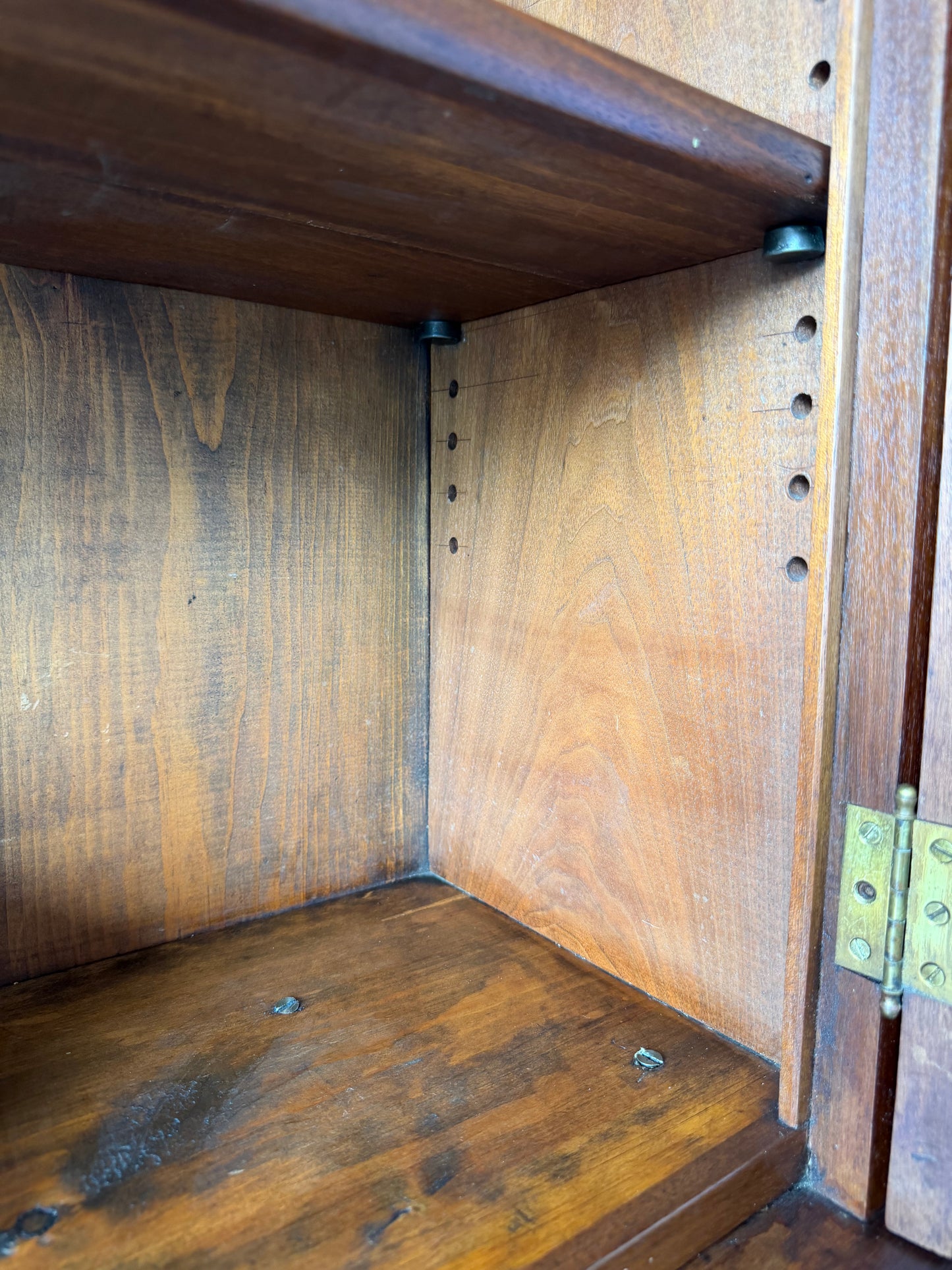 Antique Victorian Burl Walnut Secretary Bookcase, c. 1880s, Drop Front Writing Desk Display Cabinet