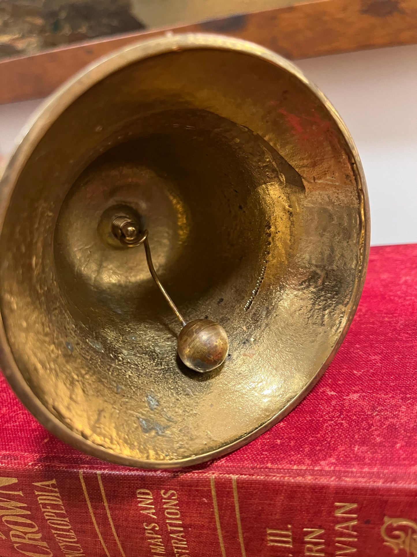 Vintage Brass Hand Bell with Ouroboros Snake and Hand Motif