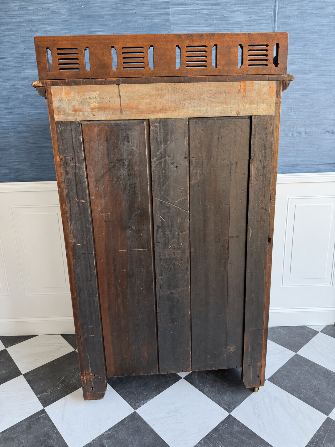 Antique 19th Century Eastlake Secretaire Chest | Side-Locking Burl Walnut Chest with Hidden Writing Desk