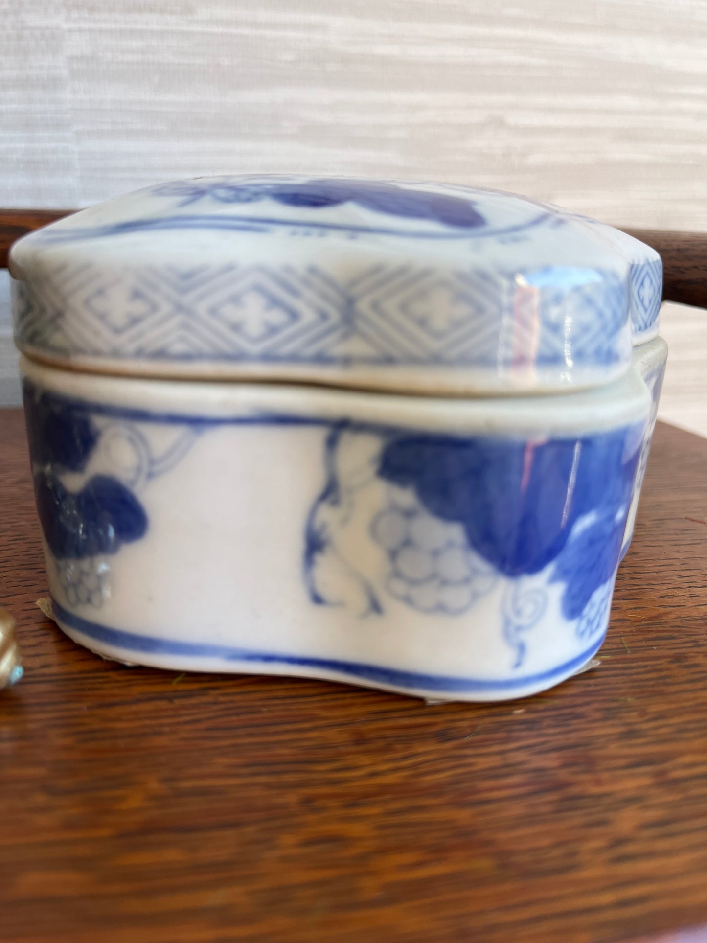 Blue & White Chinese Hand Painted Lidded Box