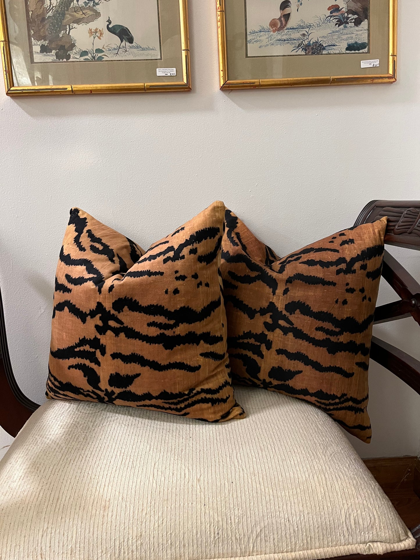 Single Velvet Tiger Print Pillow Cover Inspired By Scalamandre 18” x 18”