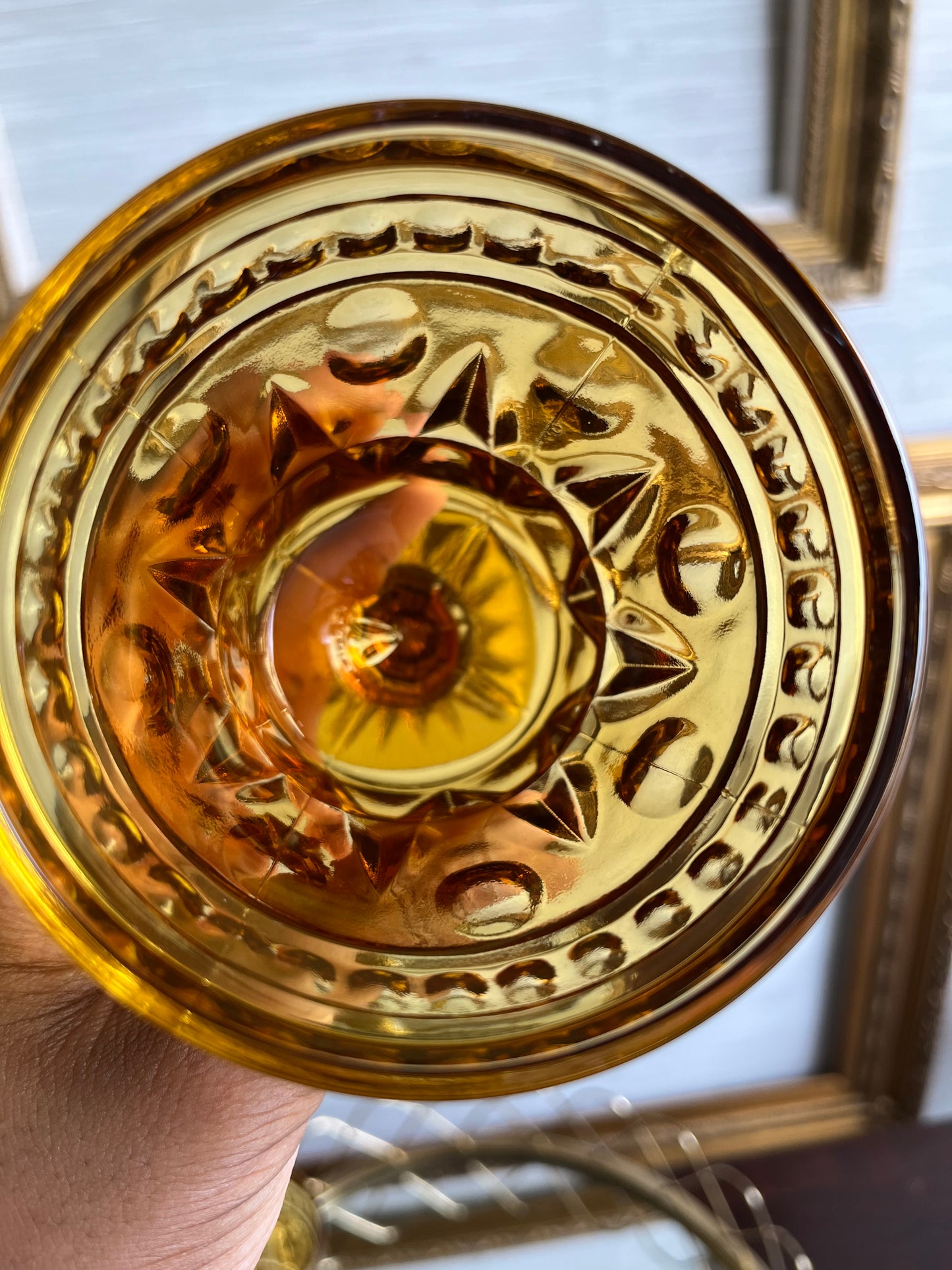 Indiana Glass Colony Park Lane Amber Water Goblet Glasses Set of 4