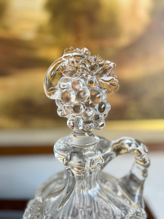 Antique EAPG Cambridge Glass Star and Diamond Pattern Decanter with Grape Cluster Stopper