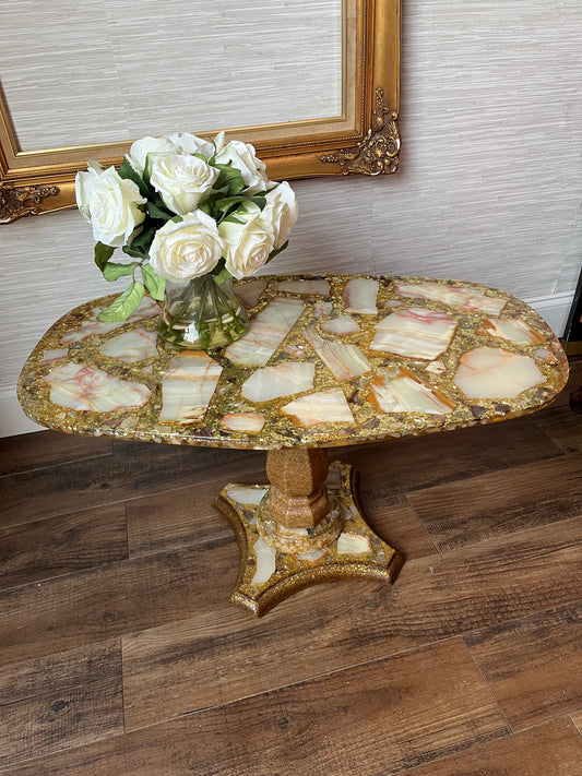 Rare Hollywood Regency Onyx Abalone Shell Gold Glitter Arturo Pani Coffee Table