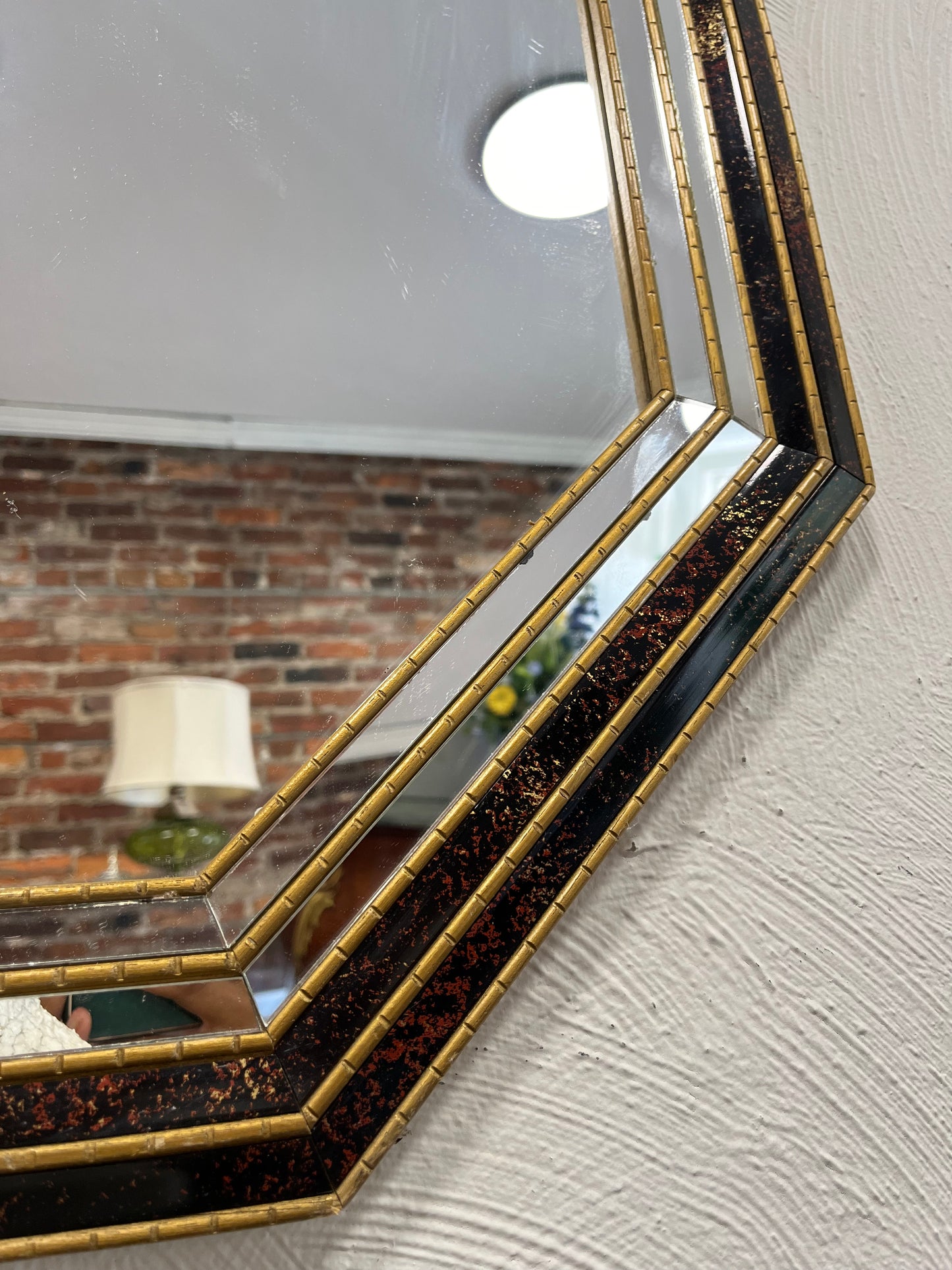 1970s Vintage LaBarge Octagonal Oil Drop  Mirror