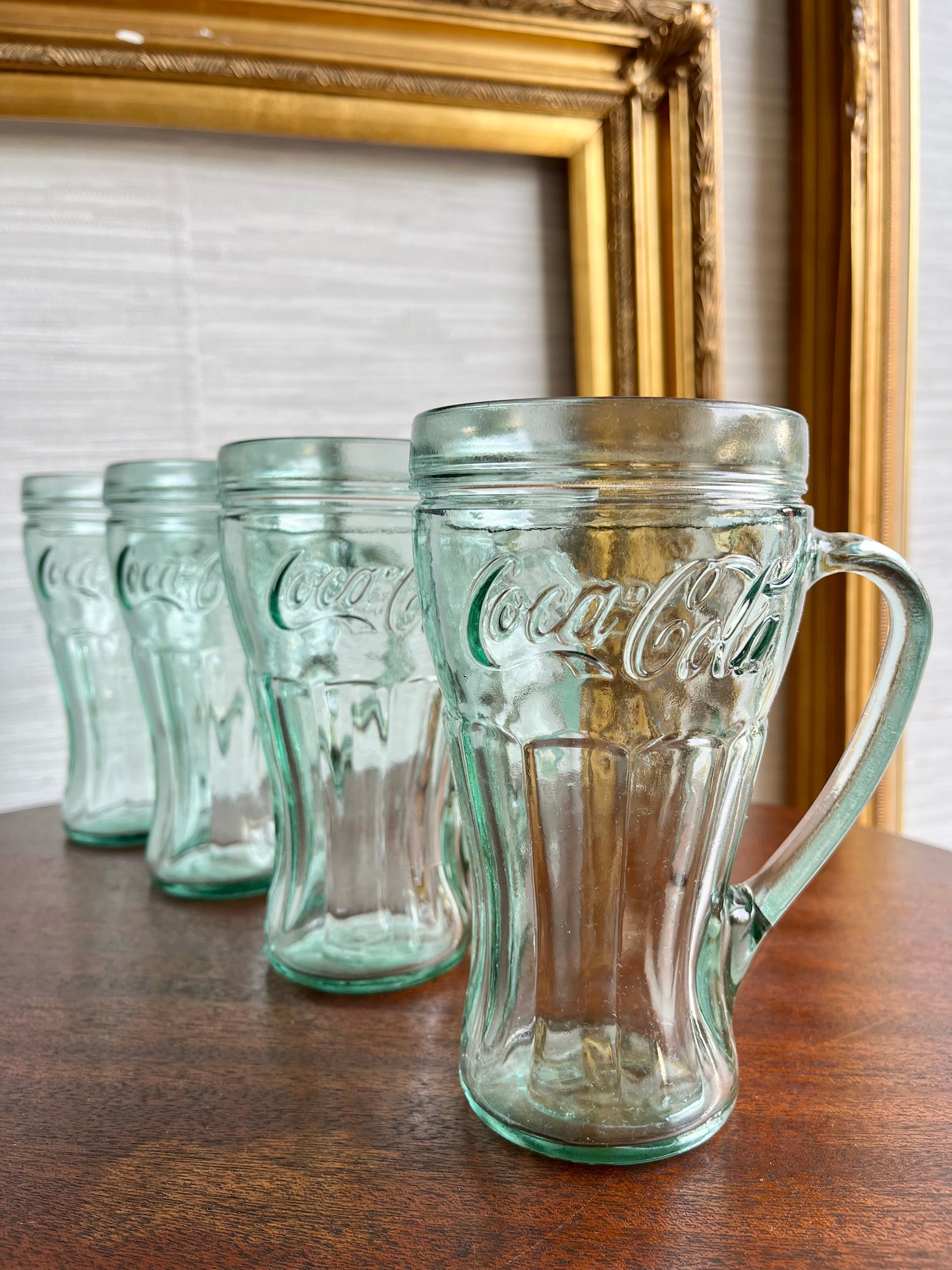 Libby Coca Cola Glass Handled Pair of Mugs Great Color New Out of