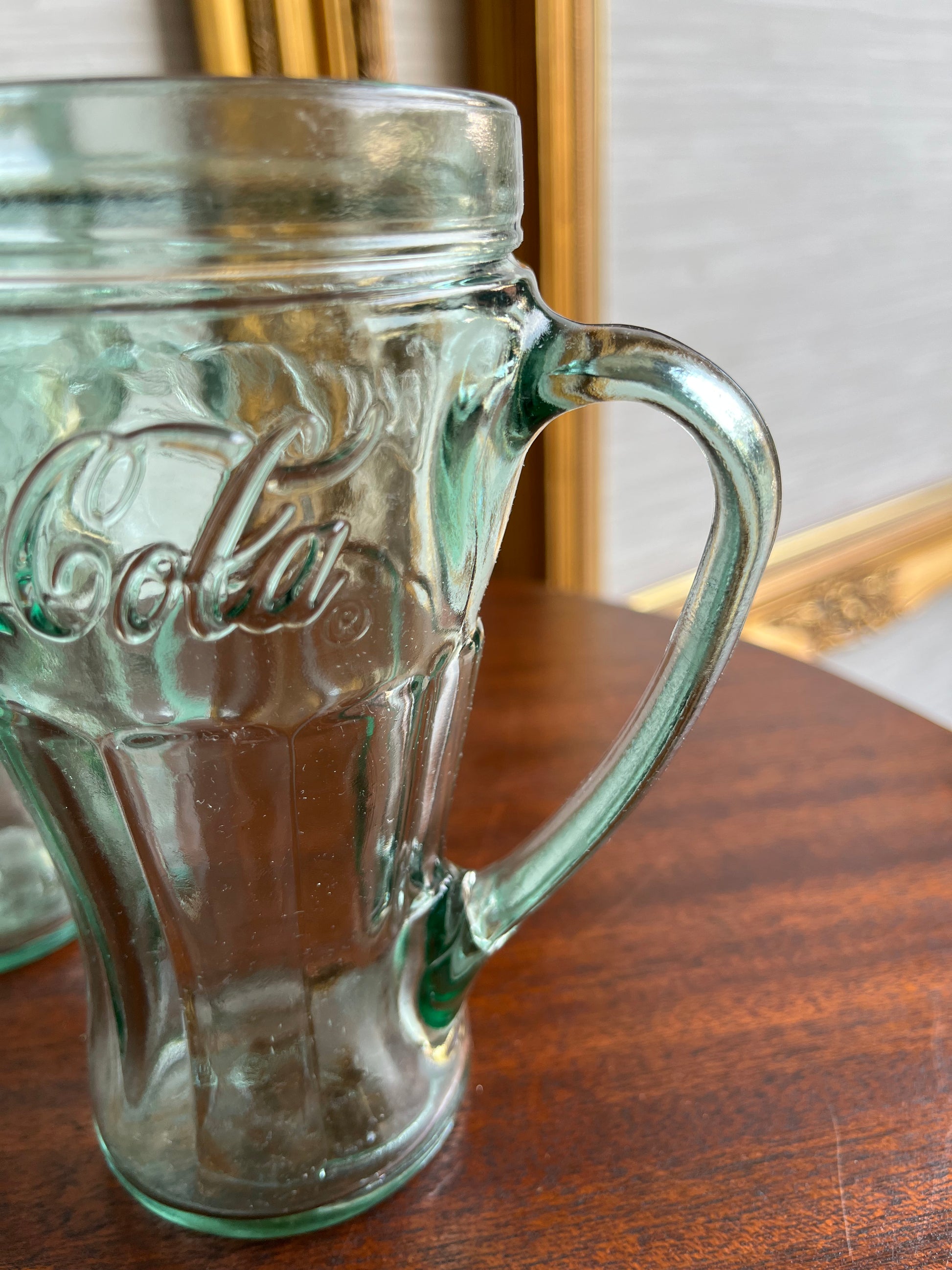 Libby Coca Cola Glass Handled Pair of Mugs Great Color New Out of