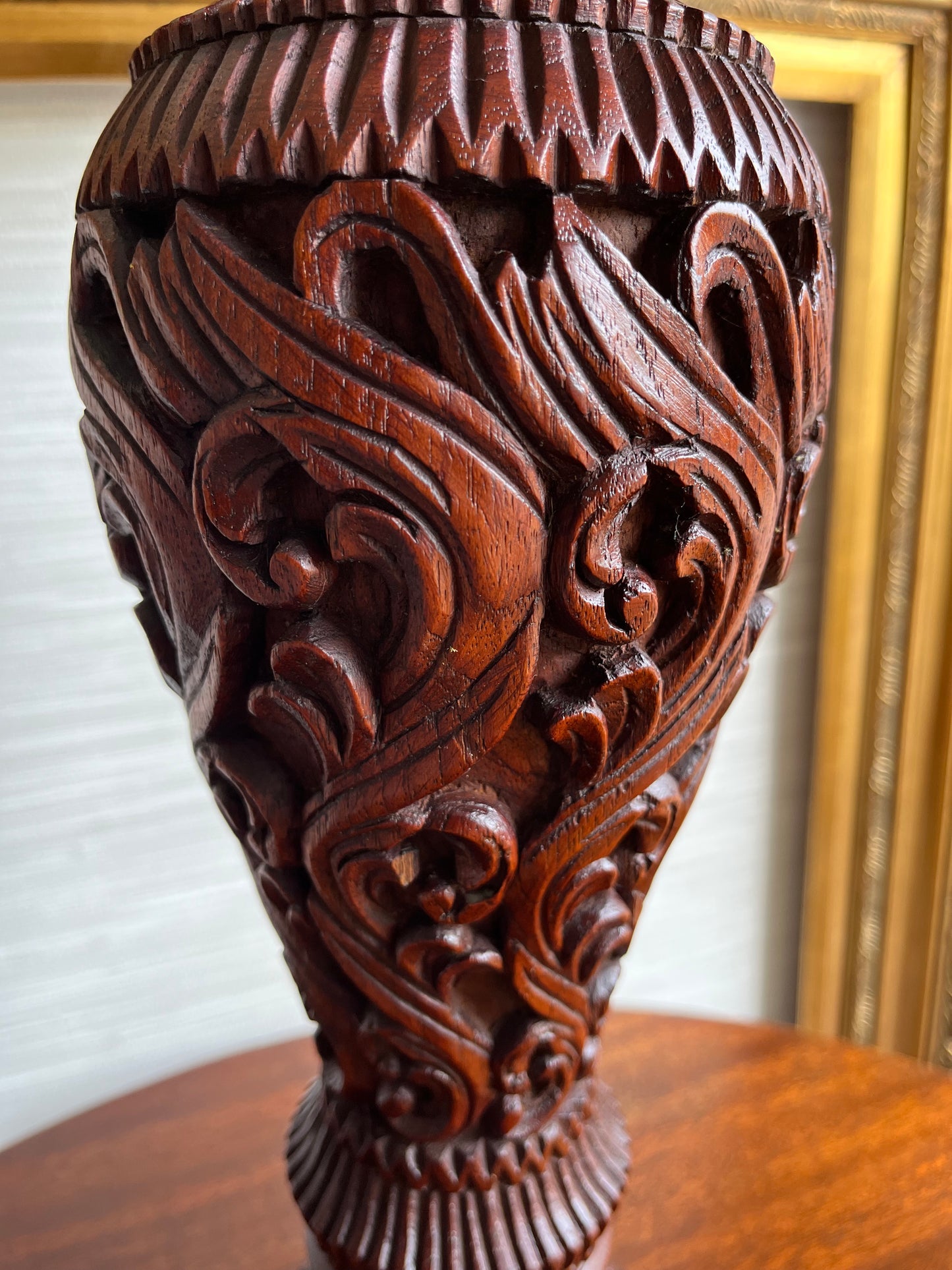 Vintage Hand Carved Wood Vase