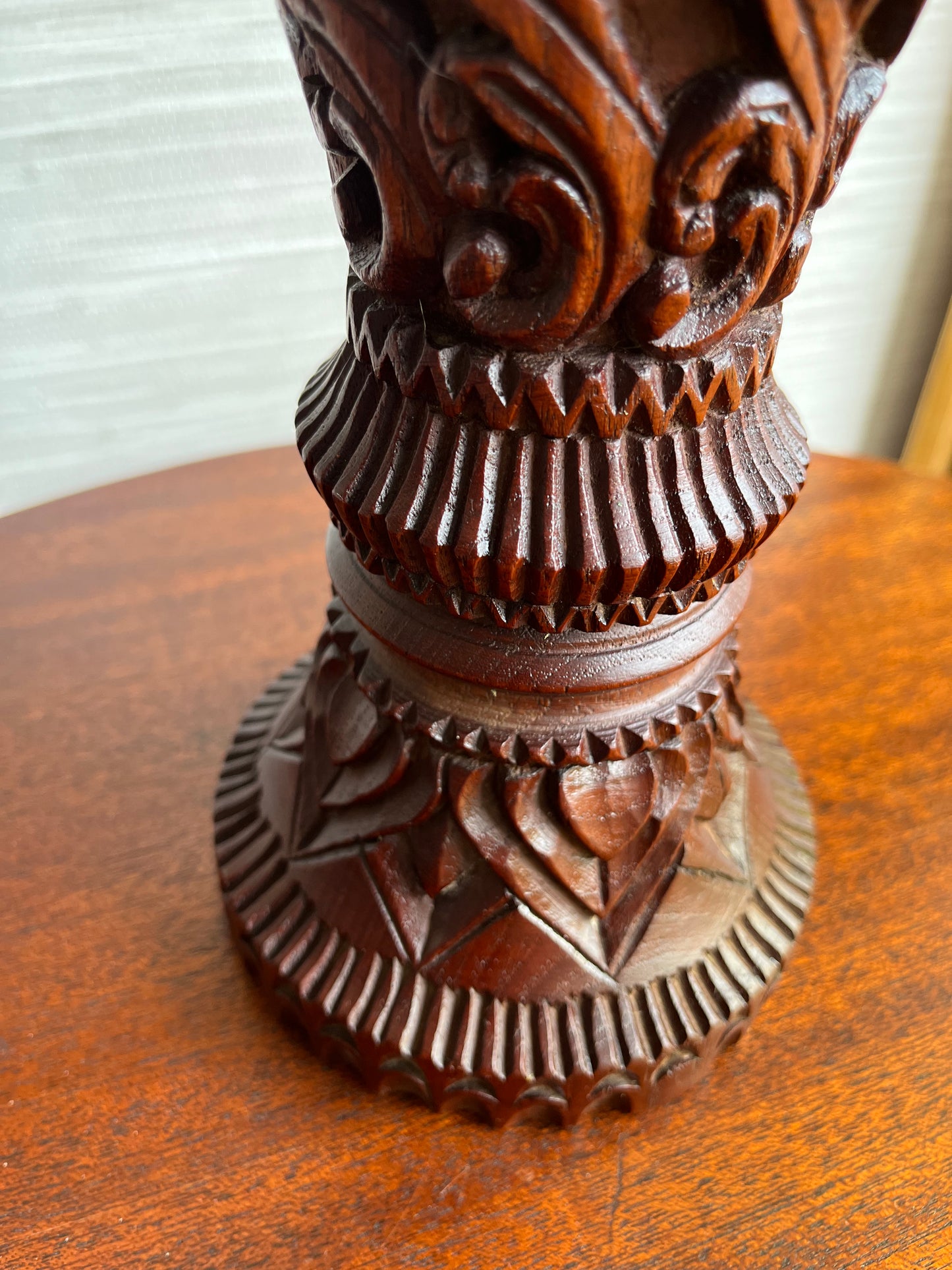 Vintage Hand Carved Wood Vase