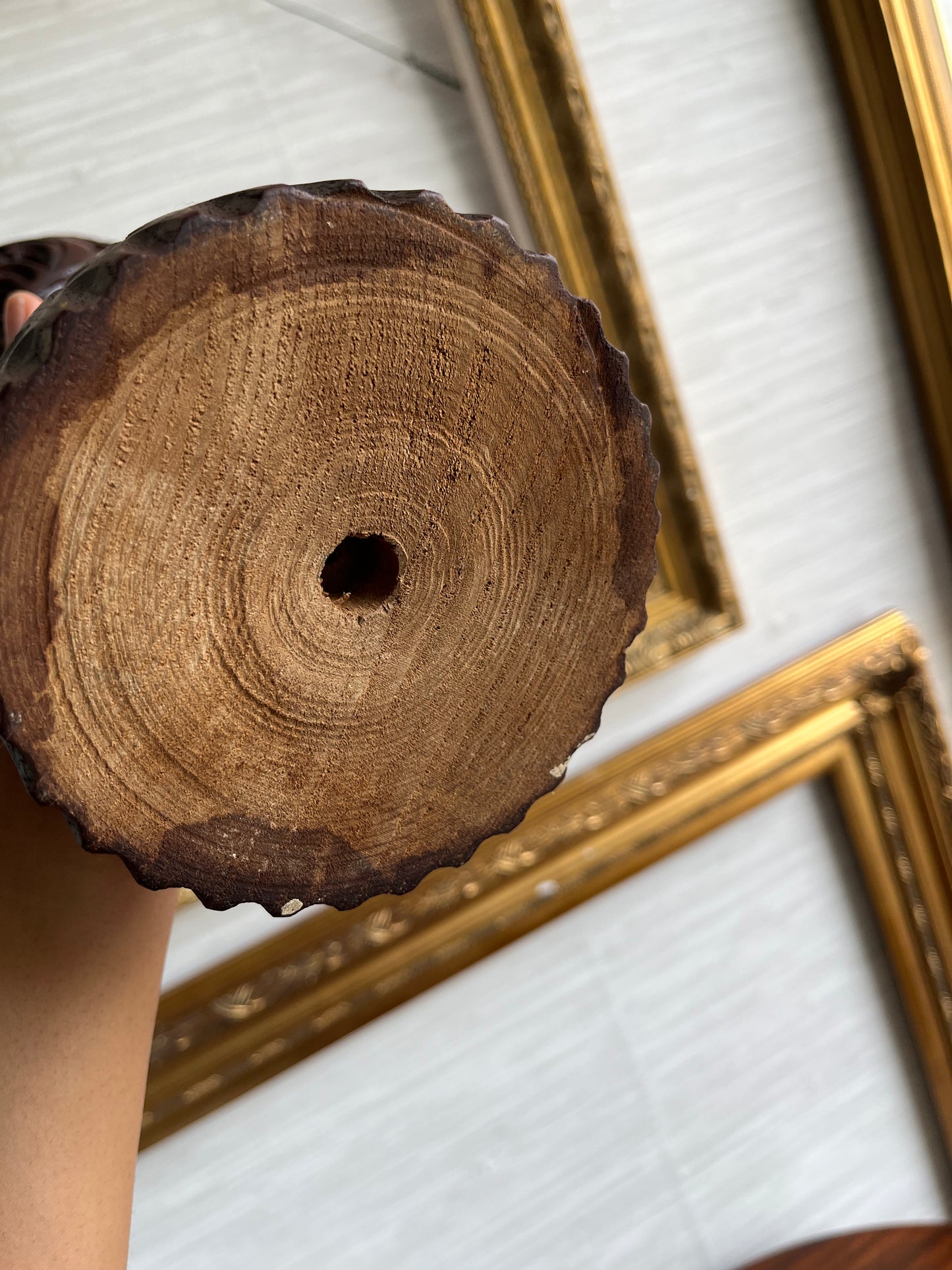 Vintage Hand Carved Wood Vase