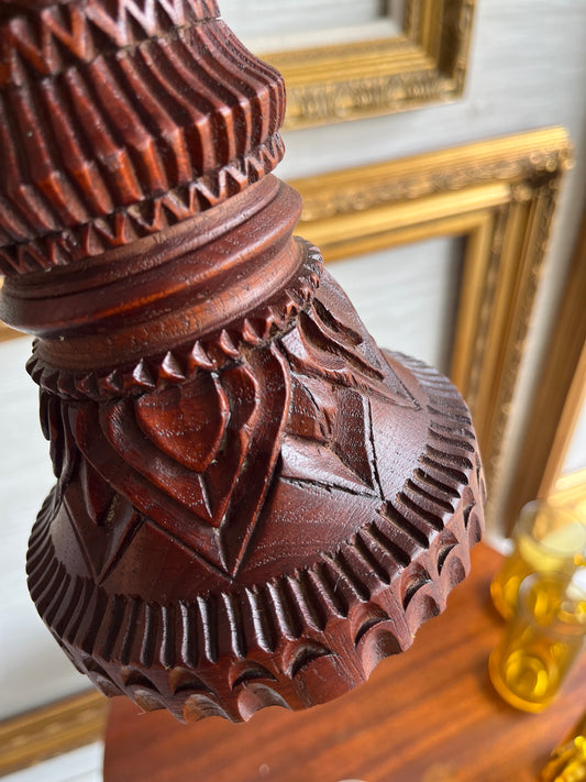 Vintage Hand Carved Wood Vase