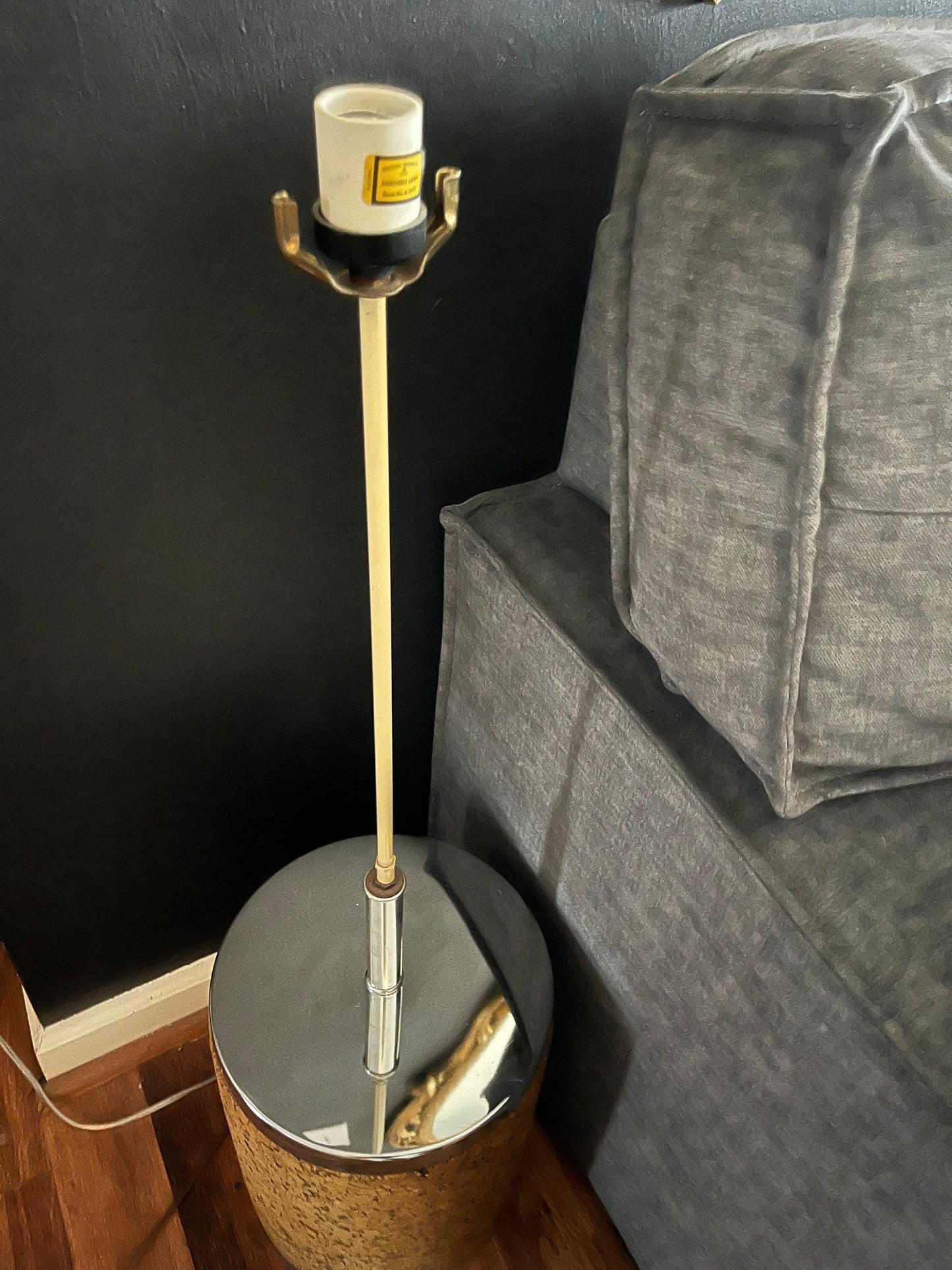 Towering Mid Century Cork & Chrome Lamp