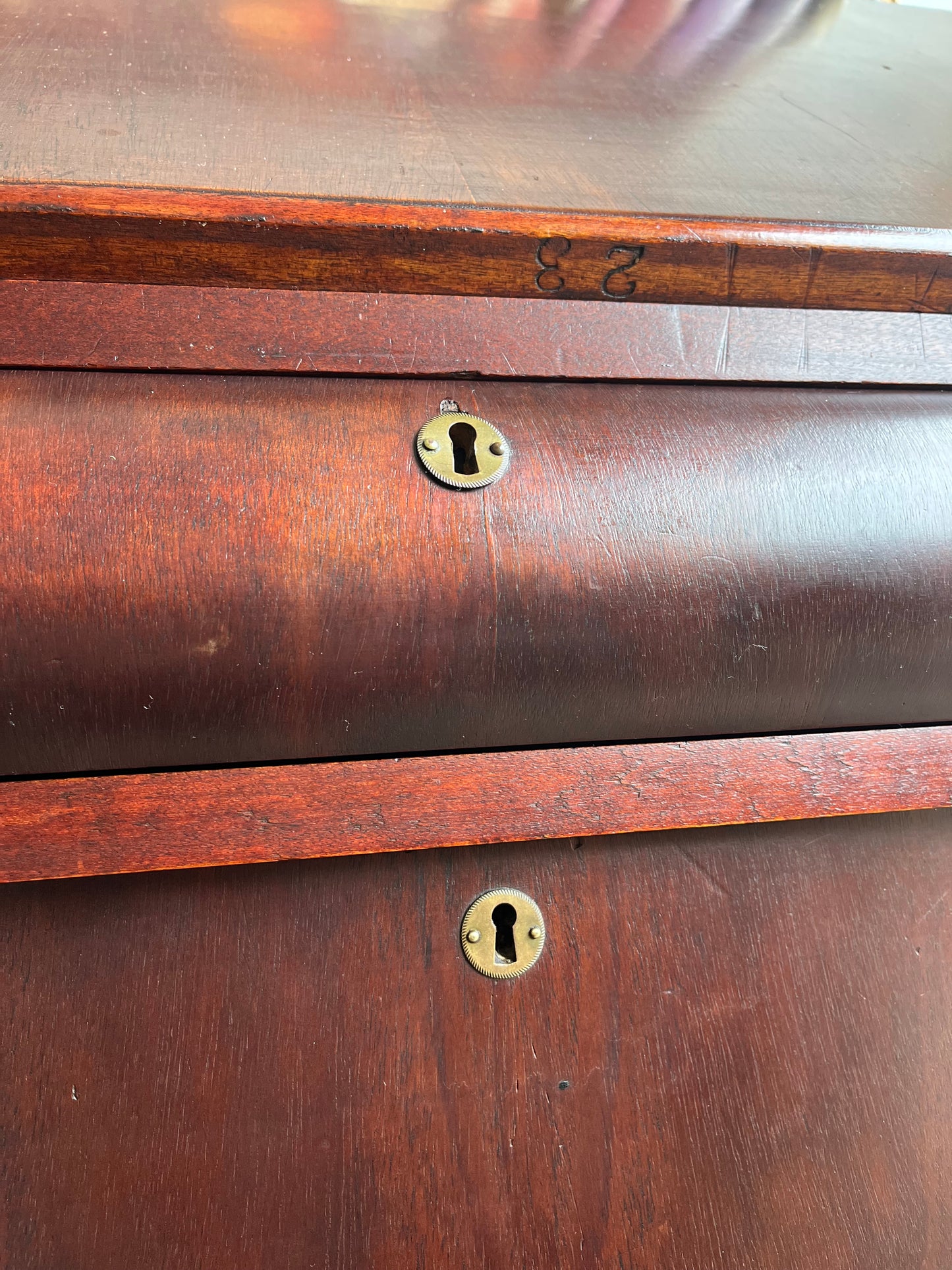 Antique 1890s Italian Mahogany Secretary Desk with Caryatid Carvings & Paw Feet – Drop Front Writing Desk