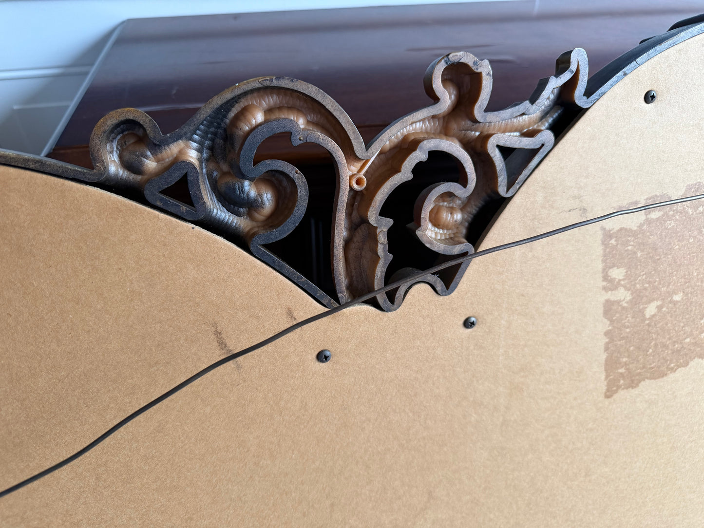 Vintage Triptych Oval Ornate Gold Wall Mirror – Attributed to Bassett | Hollywood Regency French Provincial Style