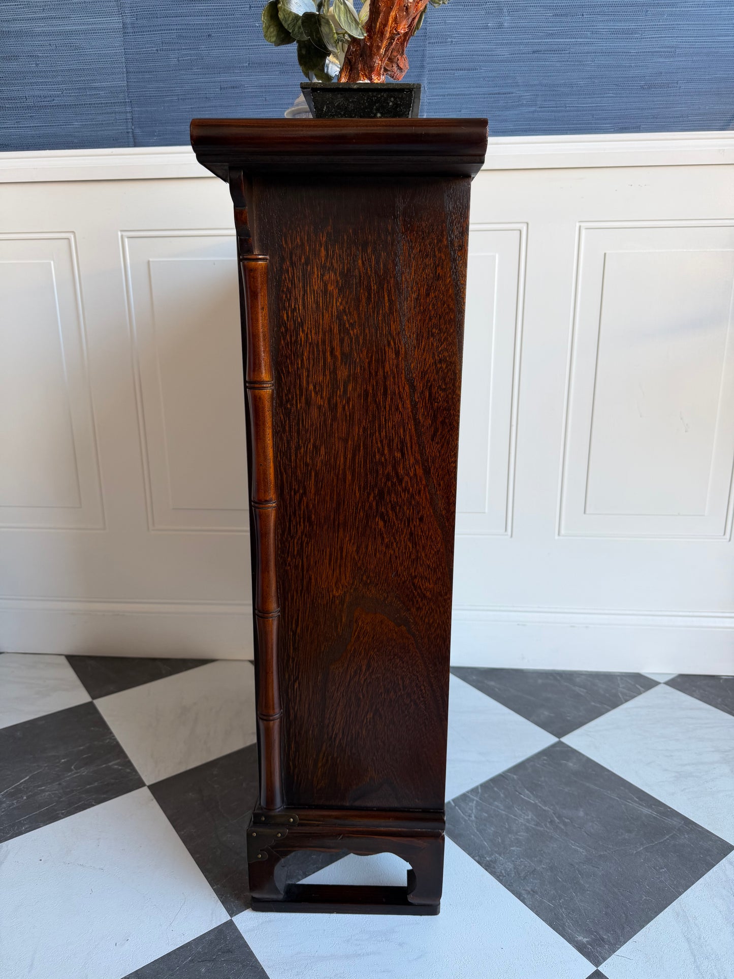 Vintage Chinese Apothecary Cabinet – Mid Century Herb Medicine Chest with Labeled Drawers, Asian Chinoiserie Storage Cabinet