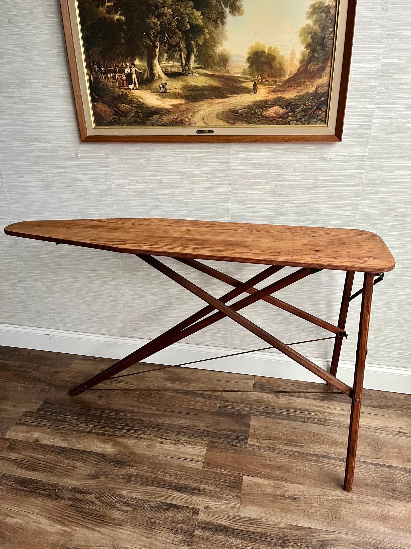 Antique Primitive Hand Crafted Collapsible Wooden Ironing Board Table